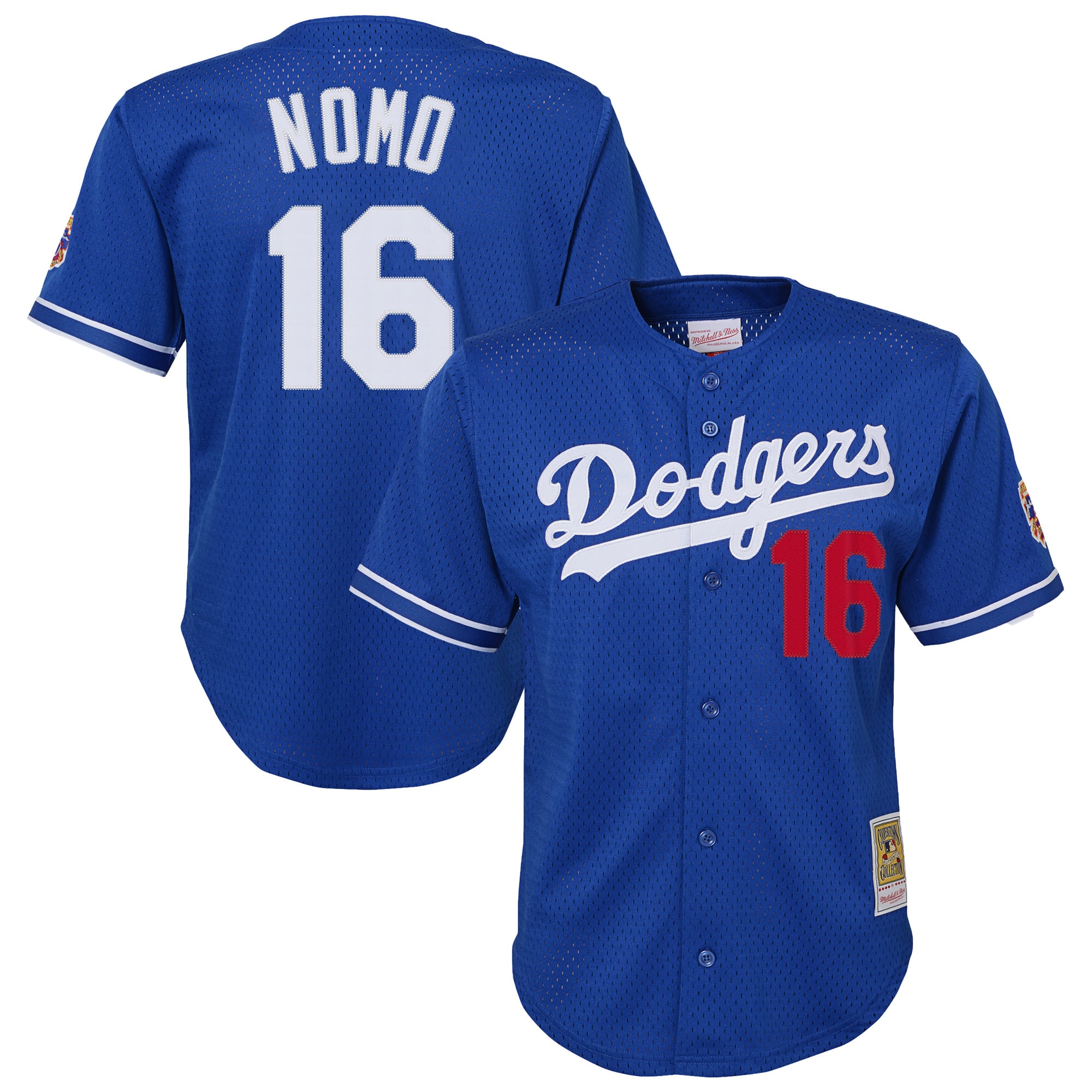 Youth Mitchell & Ness Hideo Nomo Royal Los Angeles Dodgers Cooperstown Collection Mesh Batting Practice Jersey