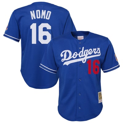 Hideo Nomo Los Angeles Dodgers Mitchell & Ness Youth Cooperstown Collection Mesh Batting Practice Jersey - Royal