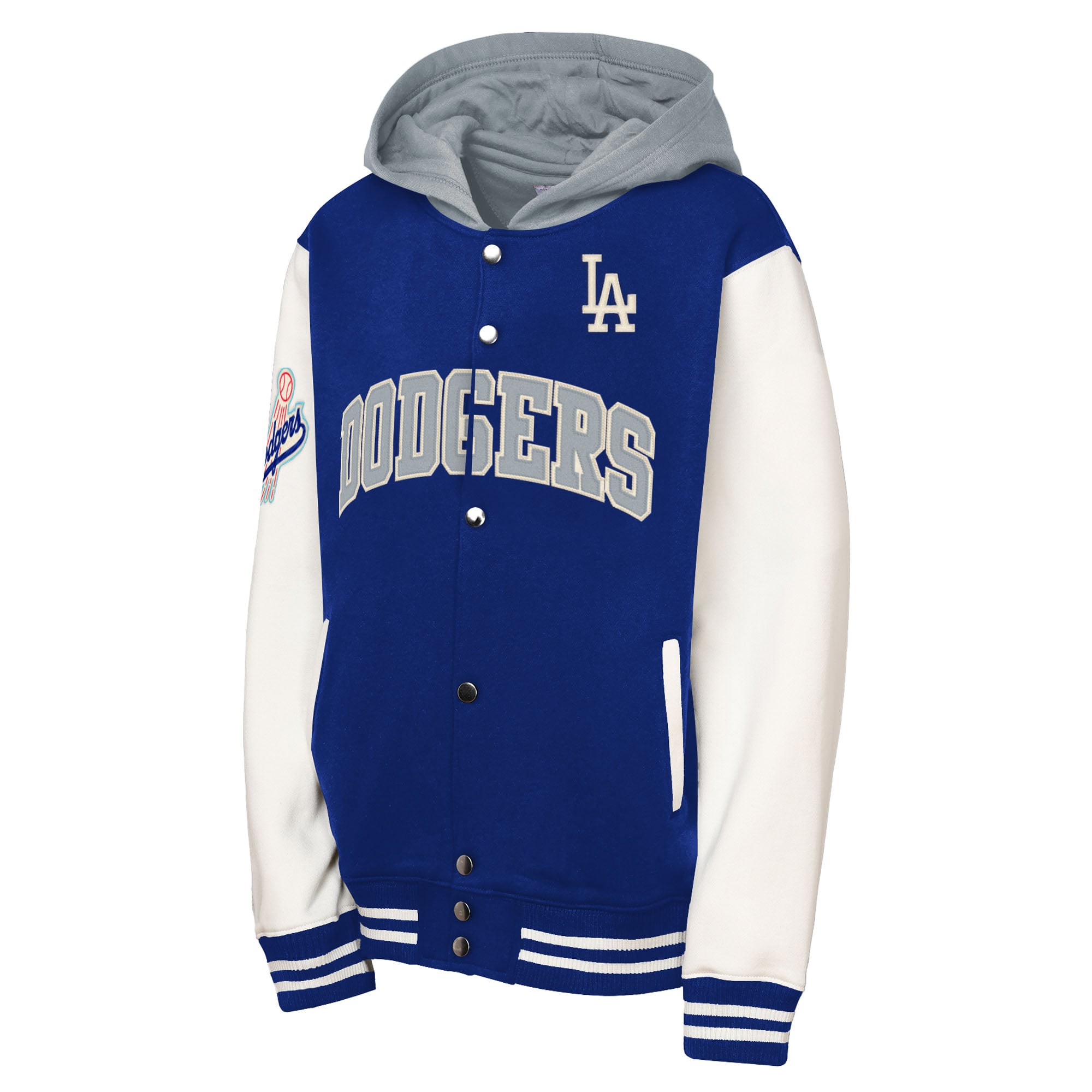 Sweat à capuche entièrement boutonné en polaire Courtside des Los Angeles Dodgers de Mitchell & Ness Royal pour jeunes