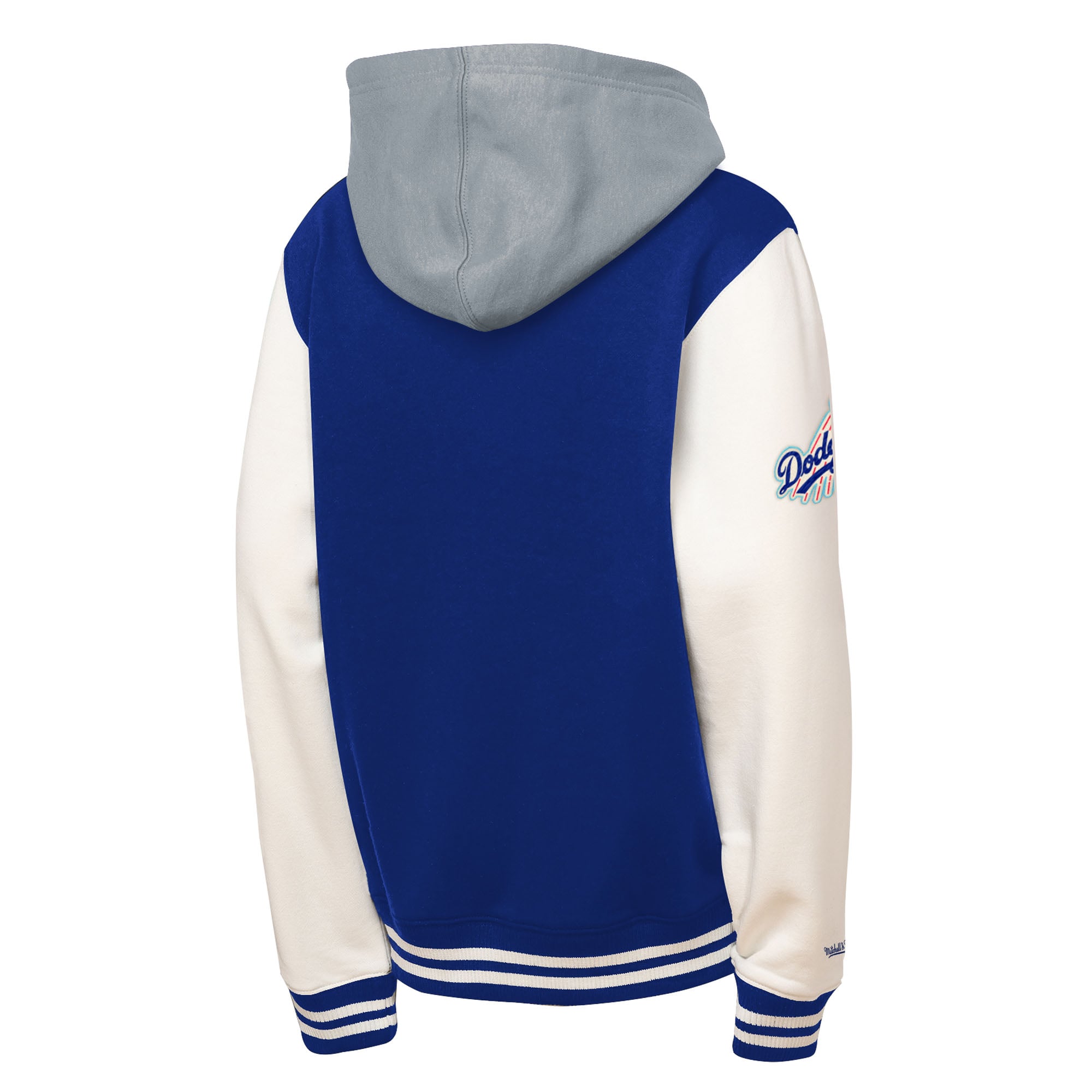 Sweat à capuche entièrement boutonné en polaire Courtside des Los Angeles Dodgers de Mitchell & Ness Royal pour jeunes