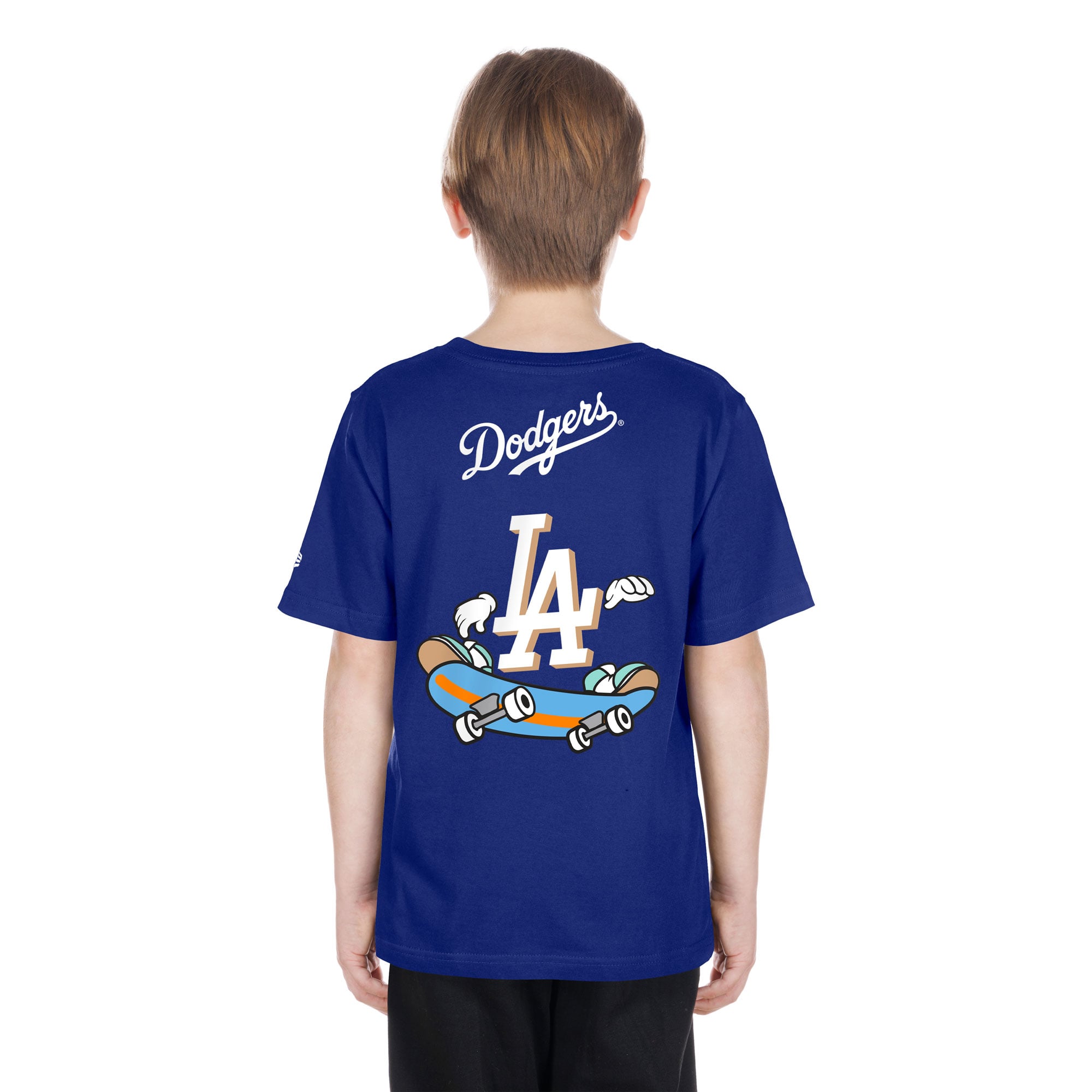 T-shirt New Era Royal Los Angeles Dodgers pour jeunes avec logo dessin animé