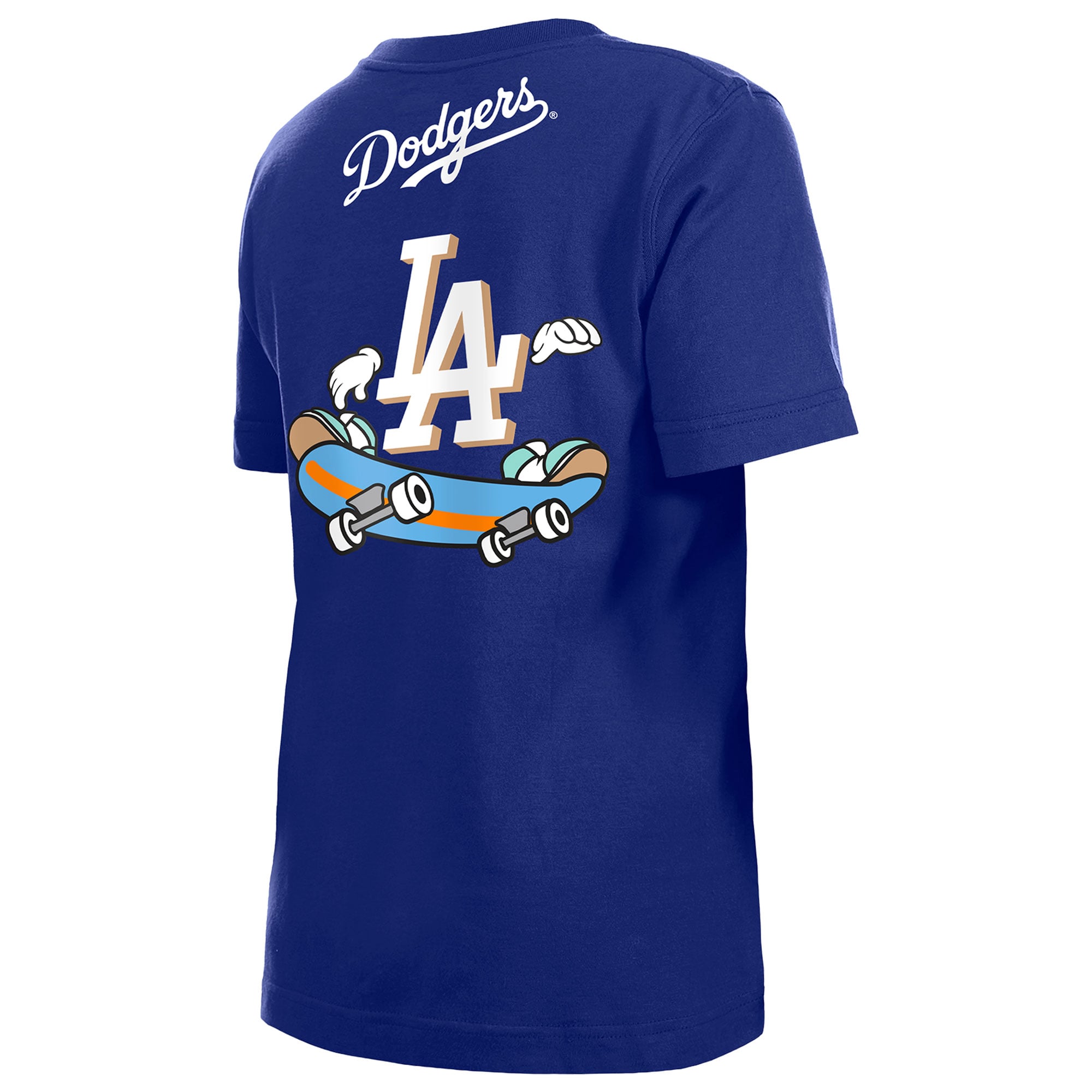 T-shirt New Era Royal Los Angeles Dodgers pour jeunes avec logo dessin animé