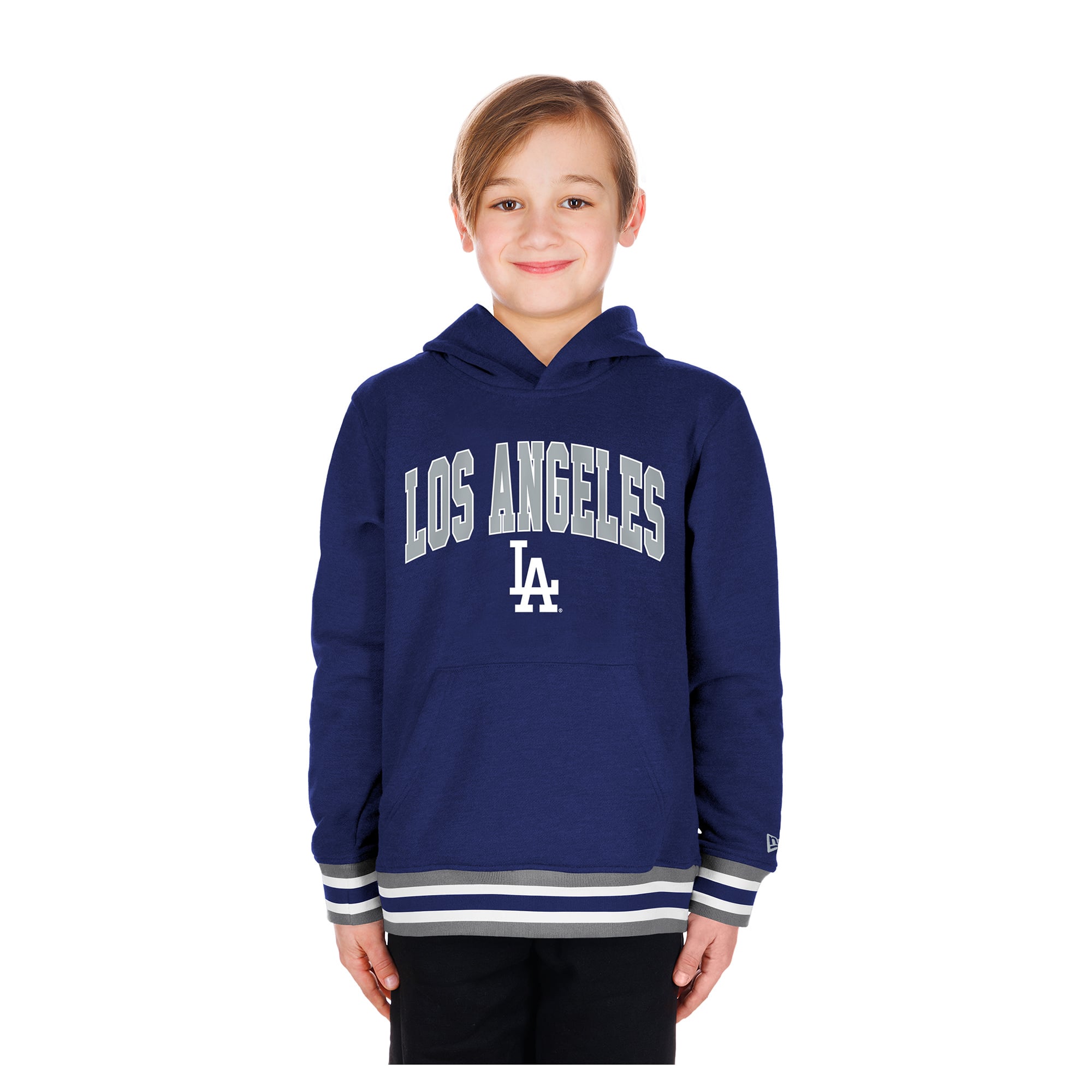 Youth New Era Royal Los Angeles Dodgers Knit Trim Pullover Hoodie
