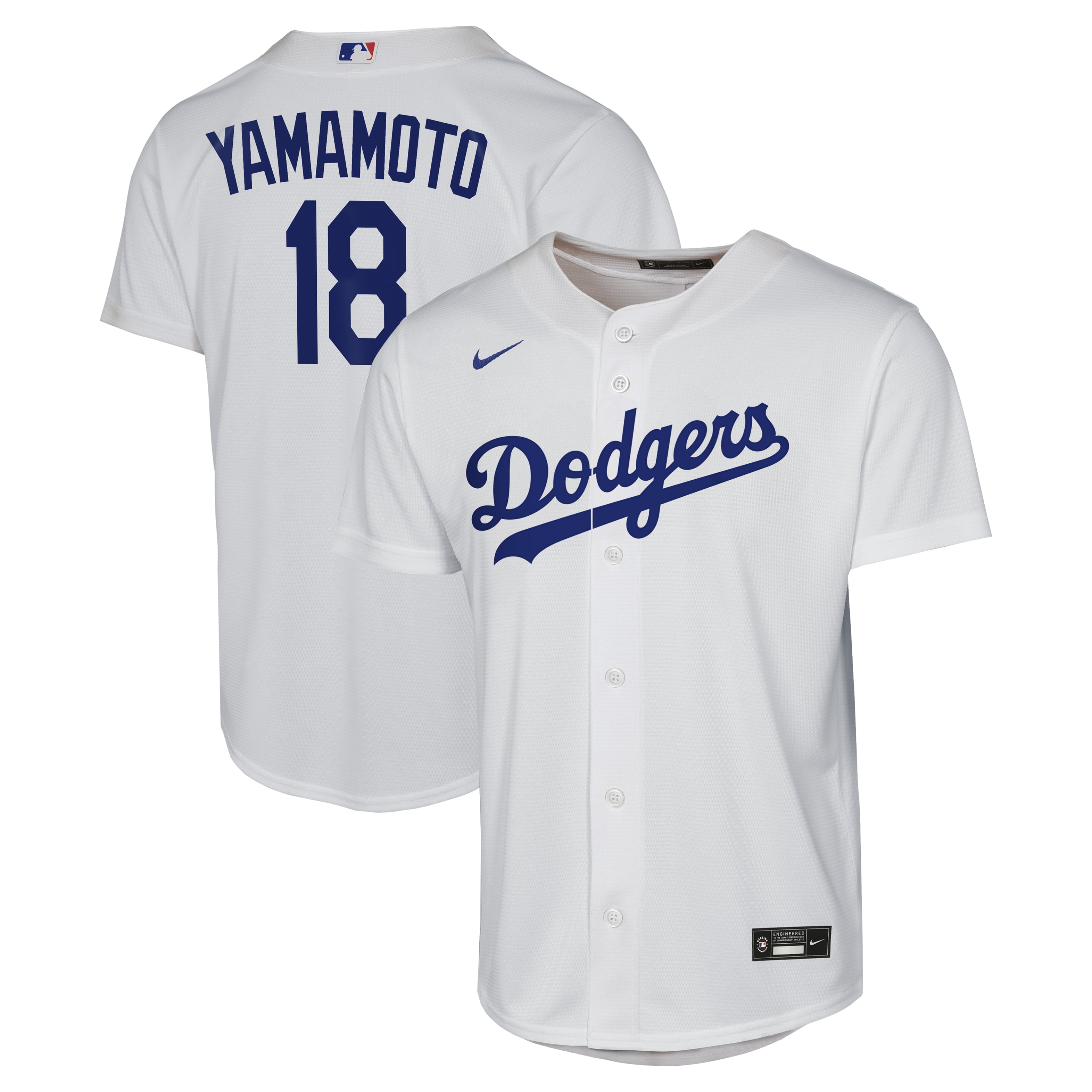Maillot réplique domicile Nike Yoshinobu Yamamoto blanc des Los Angeles Dodgers pour jeunes