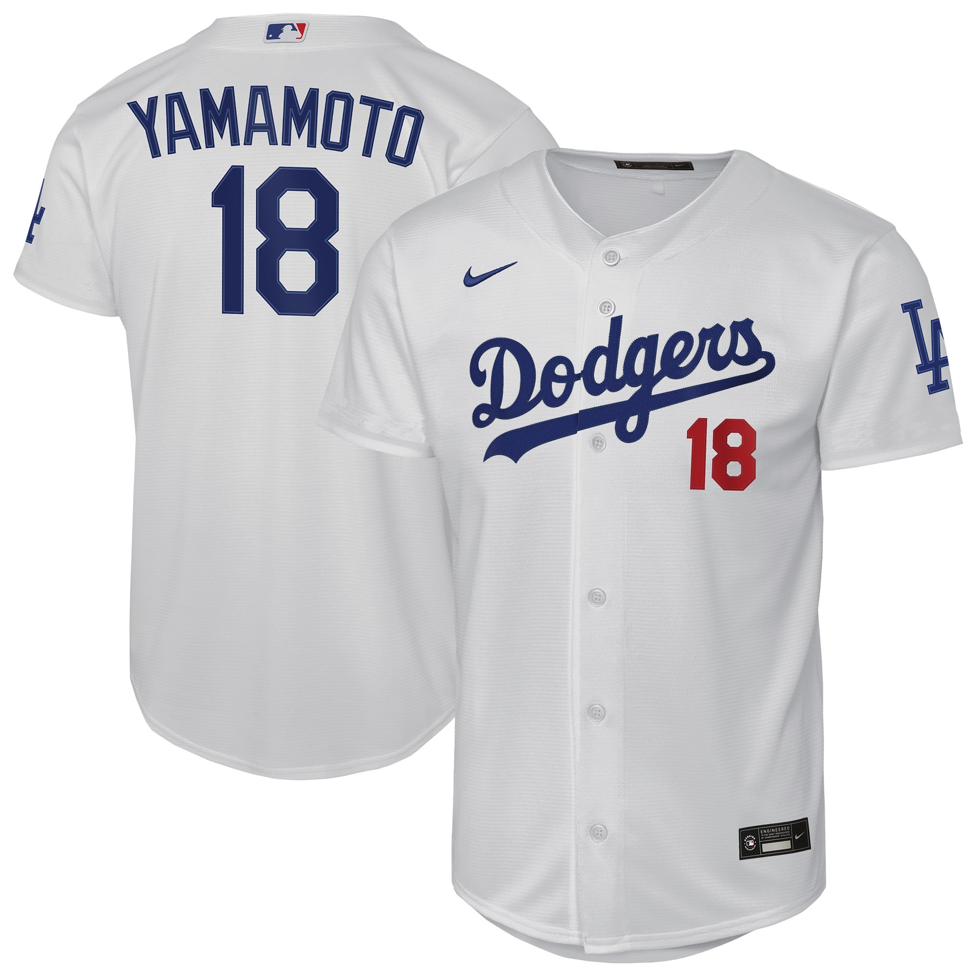 Maillot domicile Nike Yoshinobu Yamamoto blanc des Dodgers de Los Angeles pour jeunes