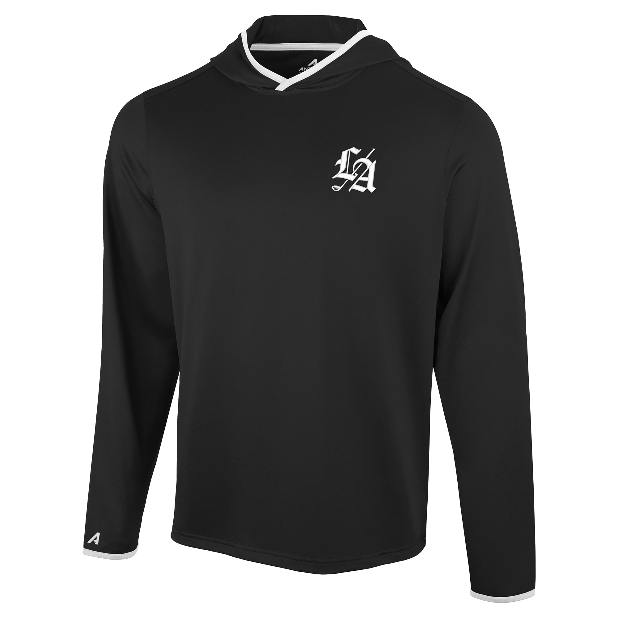 T-shirt à capuche manches longues Antigua Black Los Angeles Golf Club Brink Desert Dry pour homme