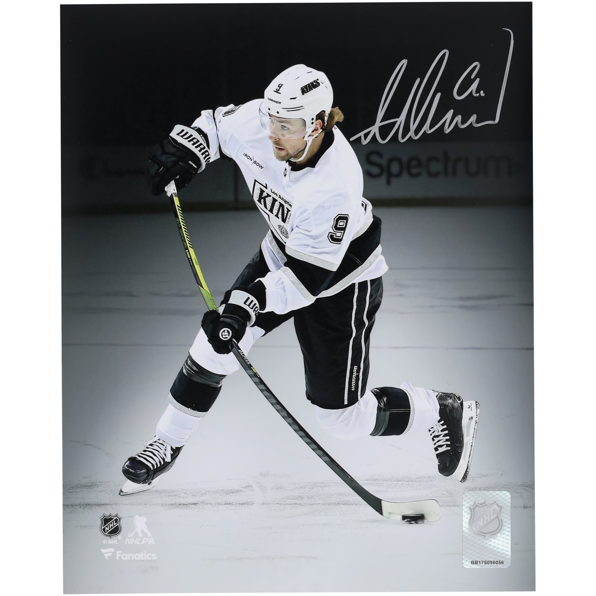 Adrian Kempe Los Angeles Kings Autographed 8" x 10" White Jersey Shooting Spotlight Photograph