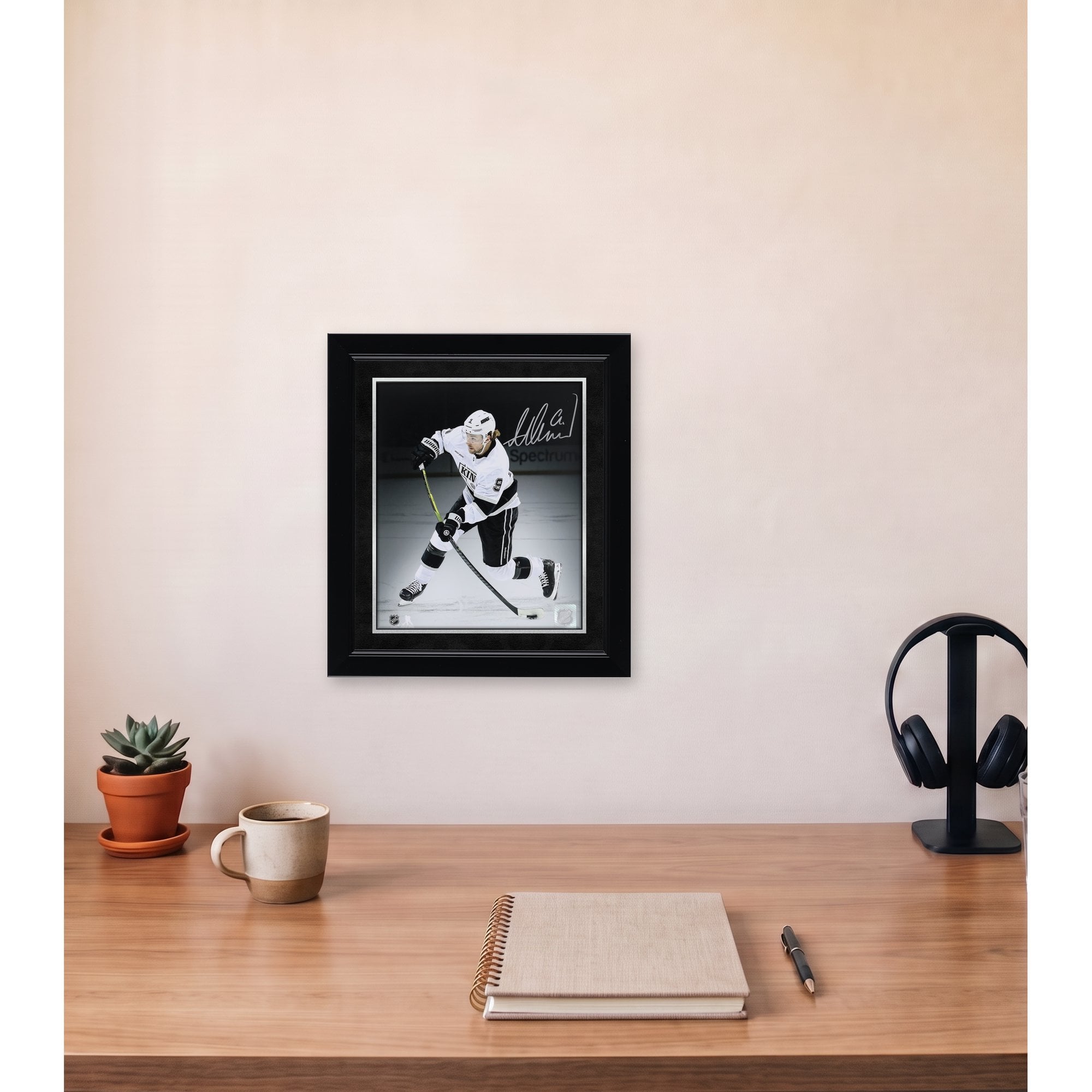 Adrian Kempe Los Angeles Kings Autographed 8" x 10" White Jersey Shooting Spotlight Photograph