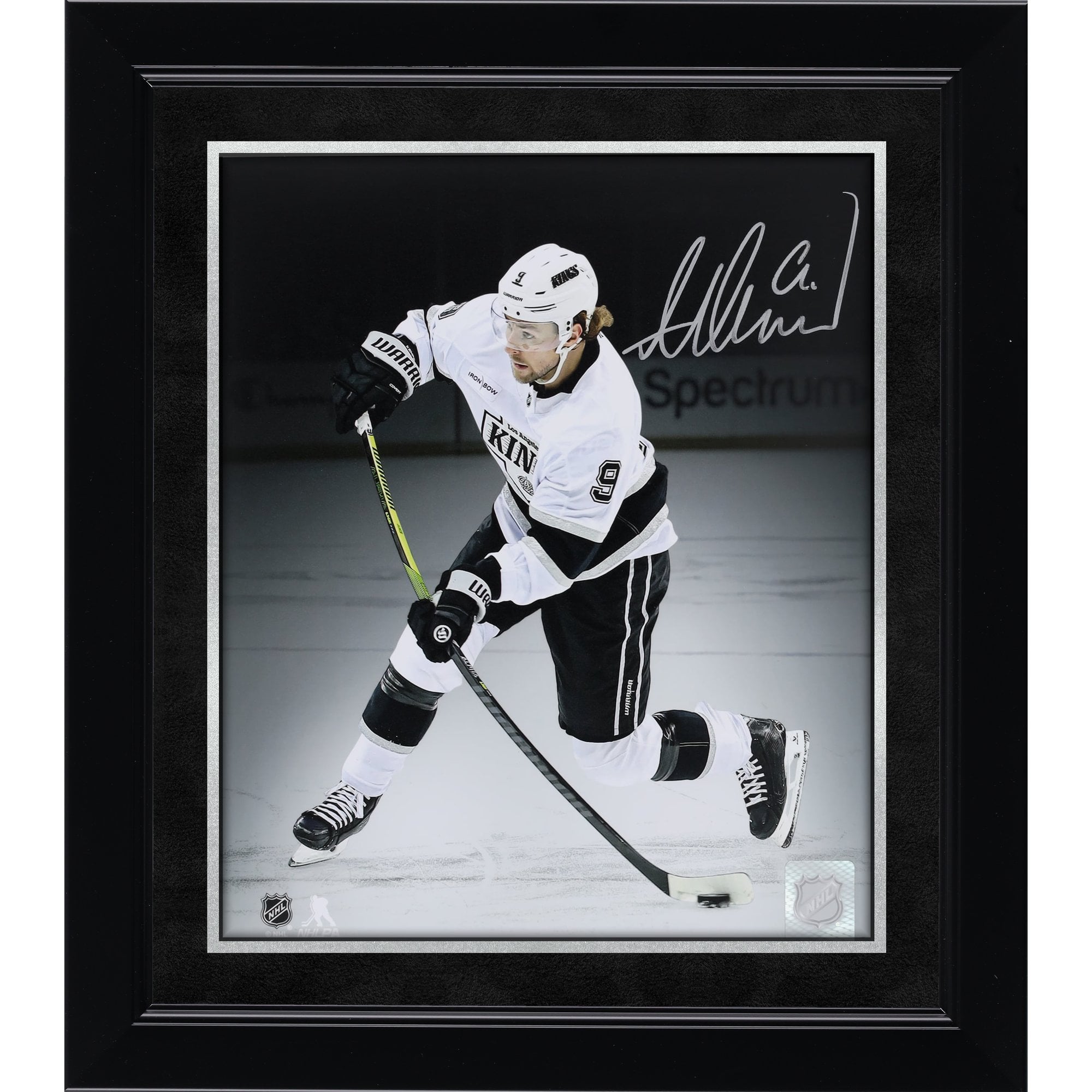 Adrian Kempe Los Angeles Kings Autographed 8" x 10" White Jersey Shooting Spotlight Photograph