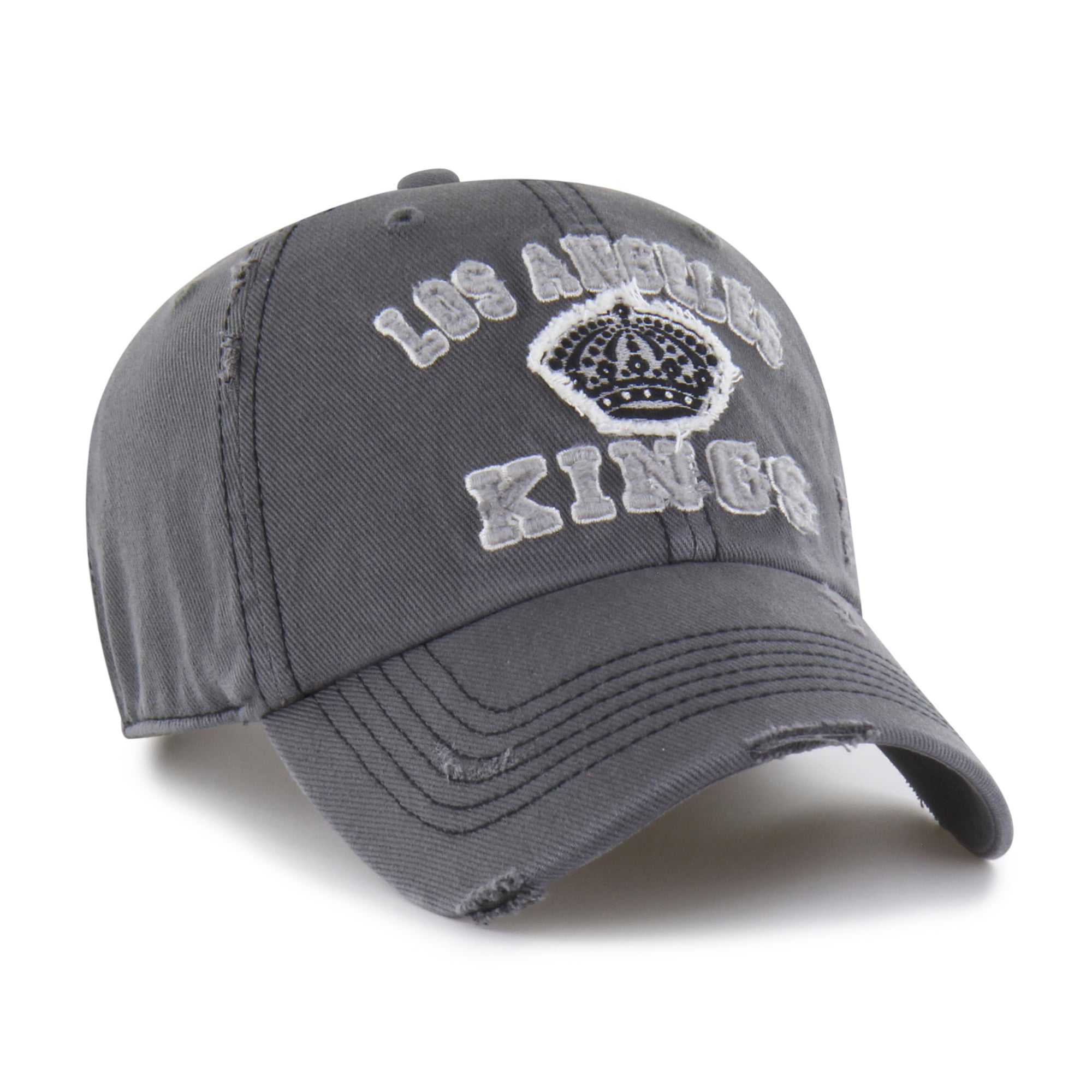 Men's '47 Black Los Angeles Kings Seymoore Distressed Applique Clean Up Adjustable Hat