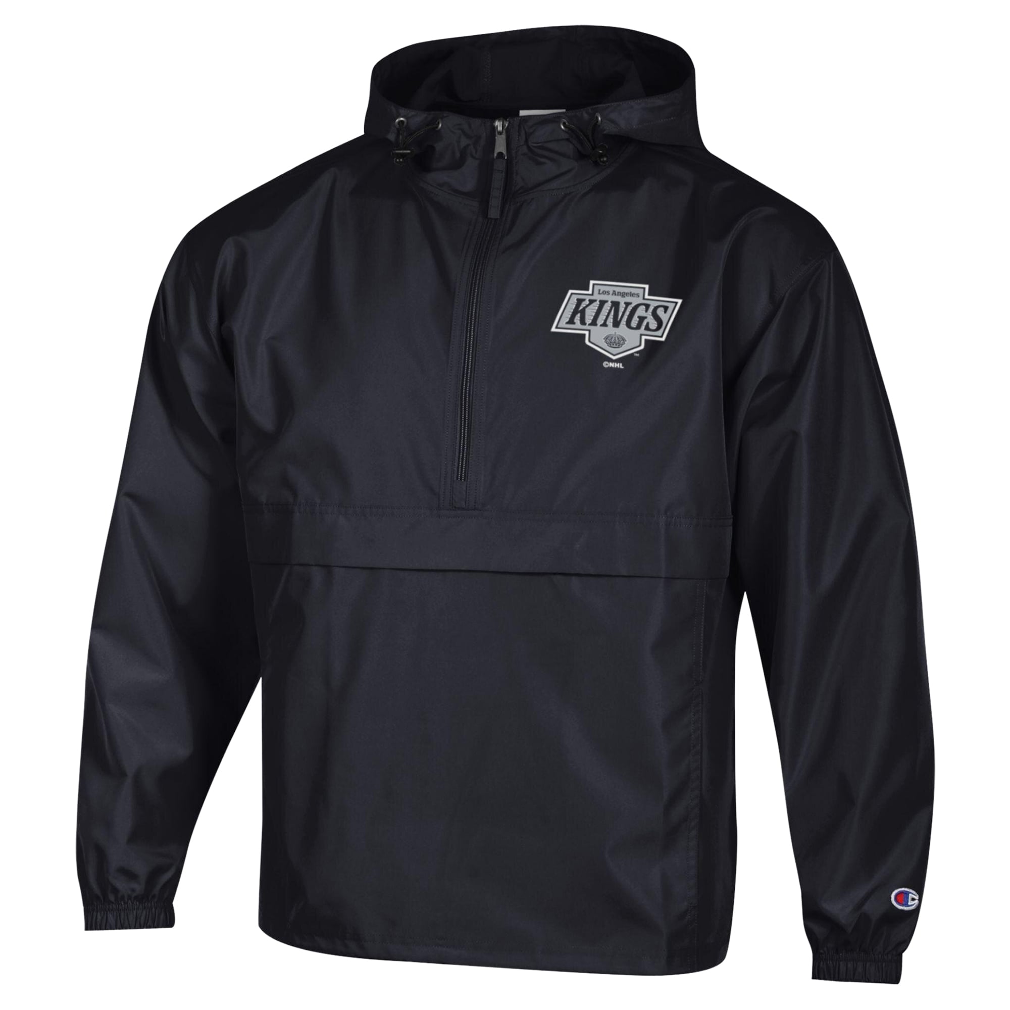 Men's Champion  Black Los Angeles Kings Packable Windbreaker Half-Zip Jacket