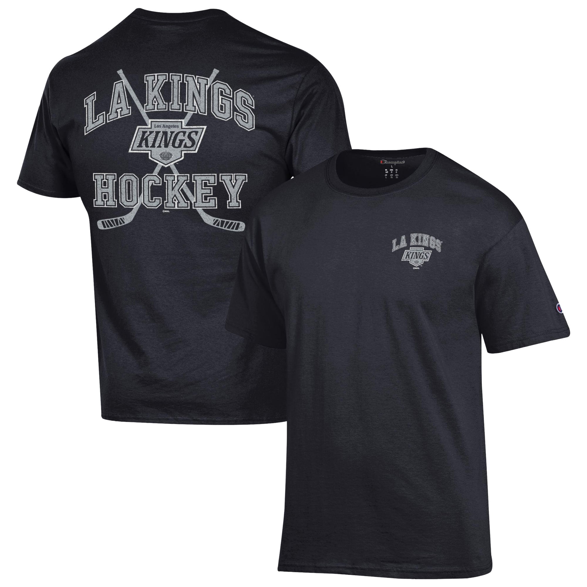 Men's Champion Black Los Angeles Kings Stick With It Jersey T-Shirt