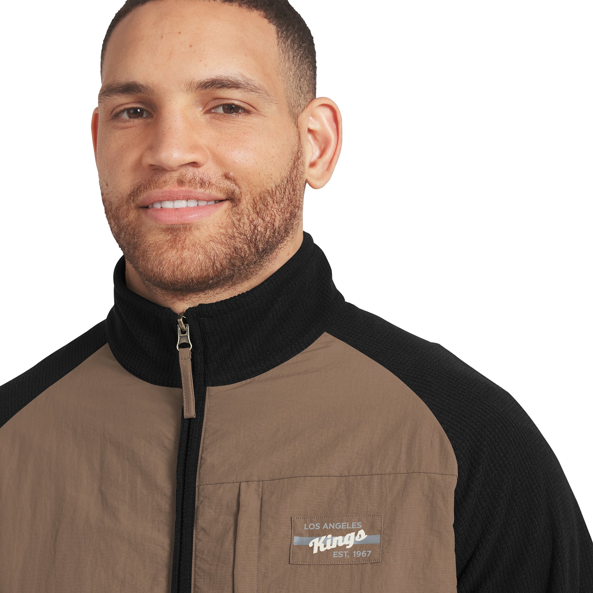 Veste raglan zippée intégrale noire et beige de la collection Darius Rucker pour homme par Fanatics, Los Angeles Kings
