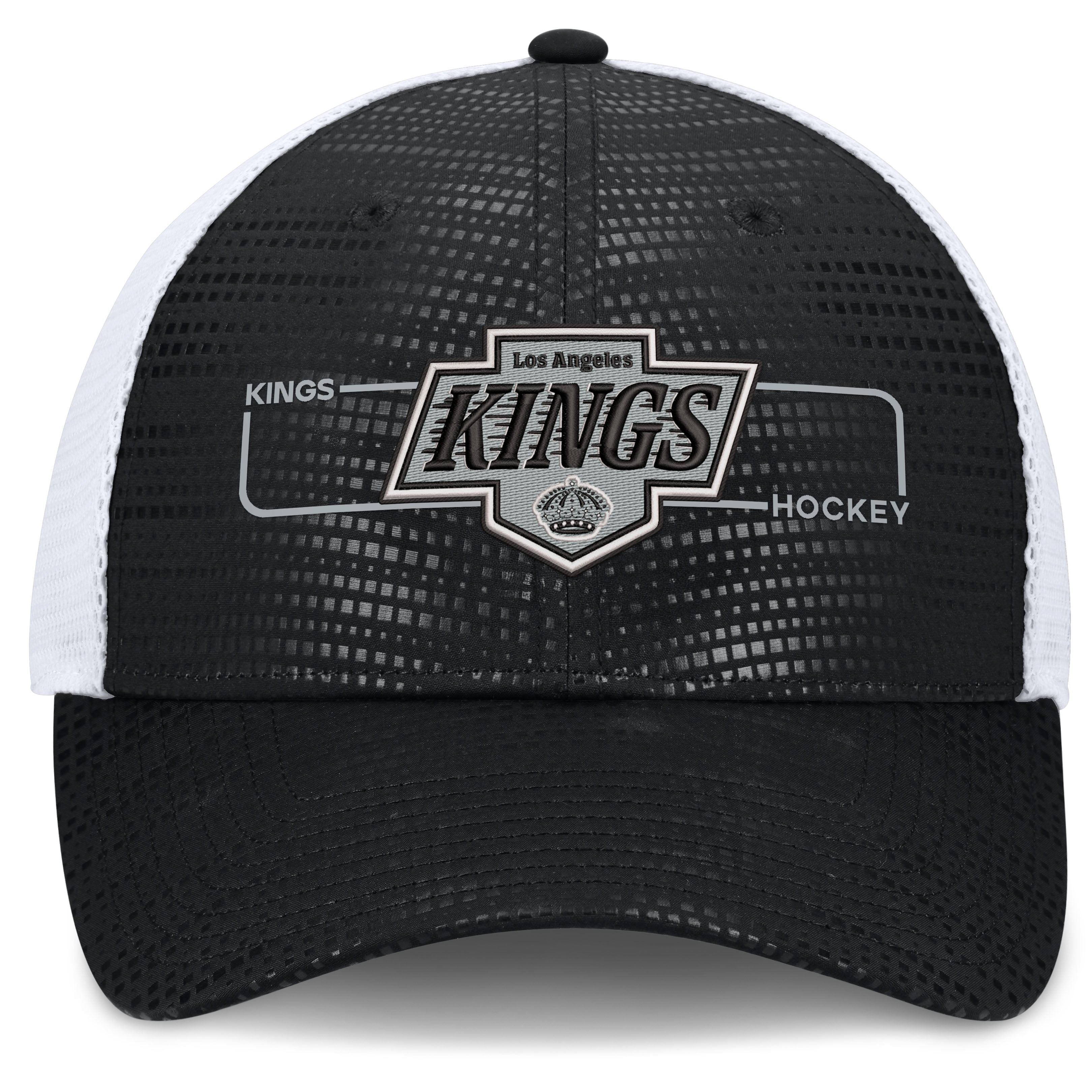Men's Fanatics Black Los Angeles Kings Authentic Pro Rink Boxed Logo Trucker Hat