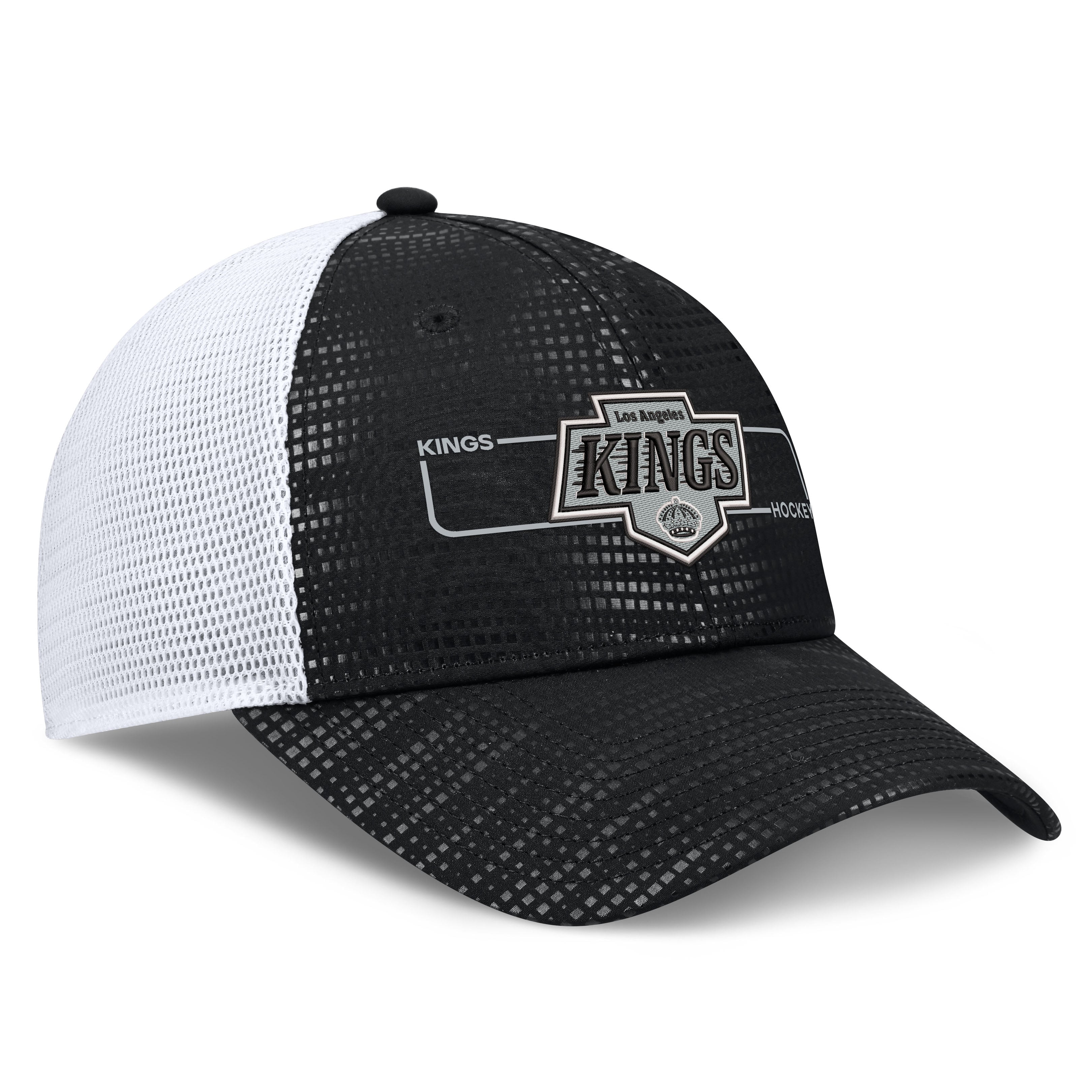 Men's Fanatics Black Los Angeles Kings Authentic Pro Rink Boxed Logo Trucker Hat
