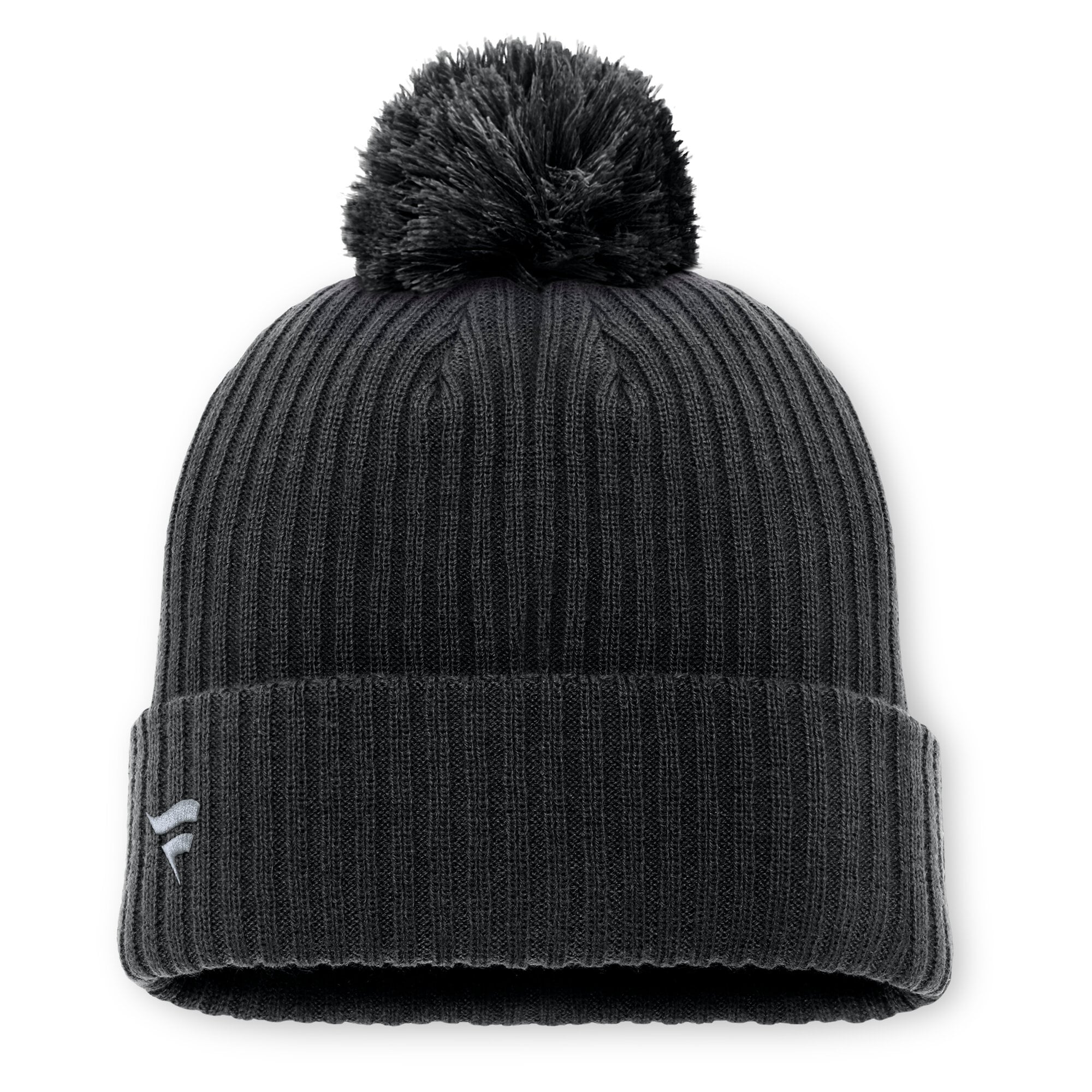 Bonnet en tricot à revers avec logo principal des Los Angeles Kings Fanatics pour homme, noir, avec pompon