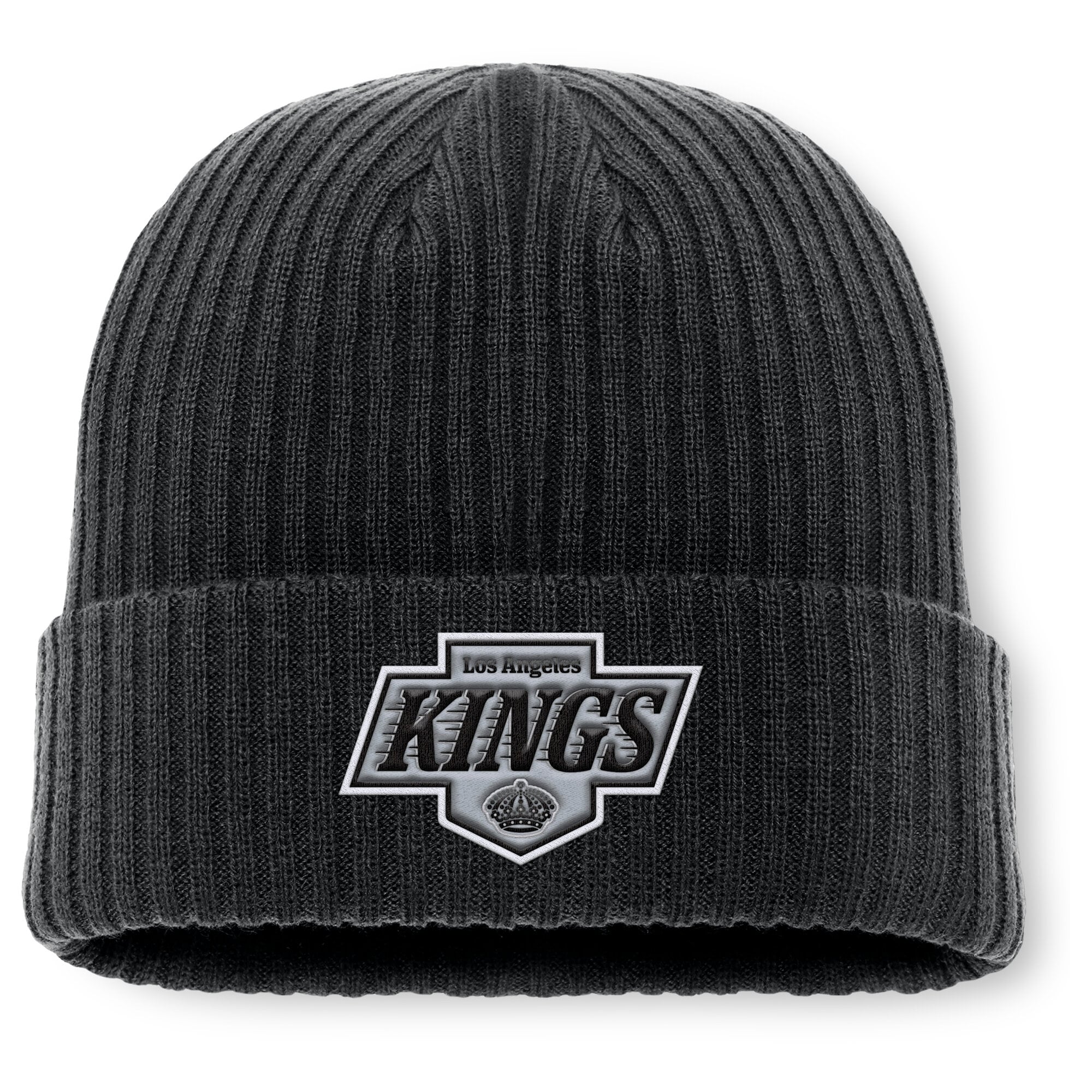 Bonnet en tricot à revers Fanatics noir pour homme avec logo principal des Los Angeles Kings