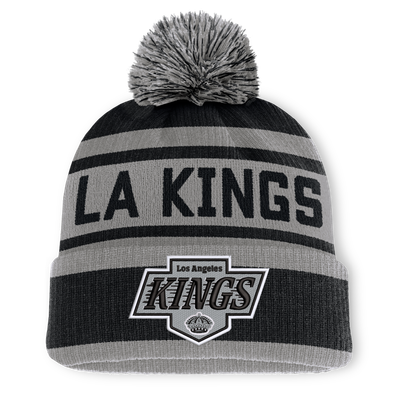 Los Angeles Kings Fanatics Fundamental Cuffed Knit Hat with Pom - Black/Silver