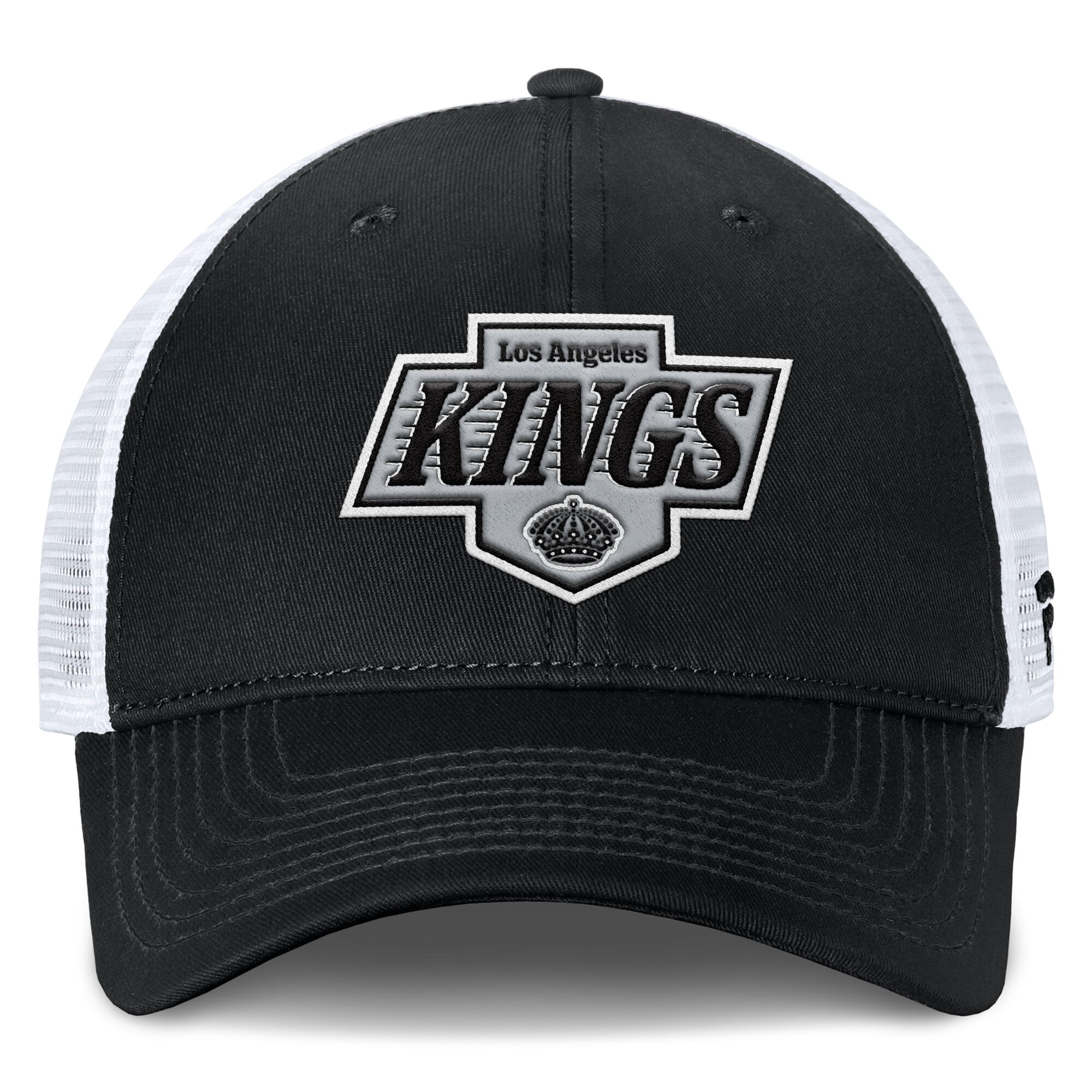 Men's Fanatics Black/White Los Angeles Kings Core Primary Logo Trucker Adjustable Hat