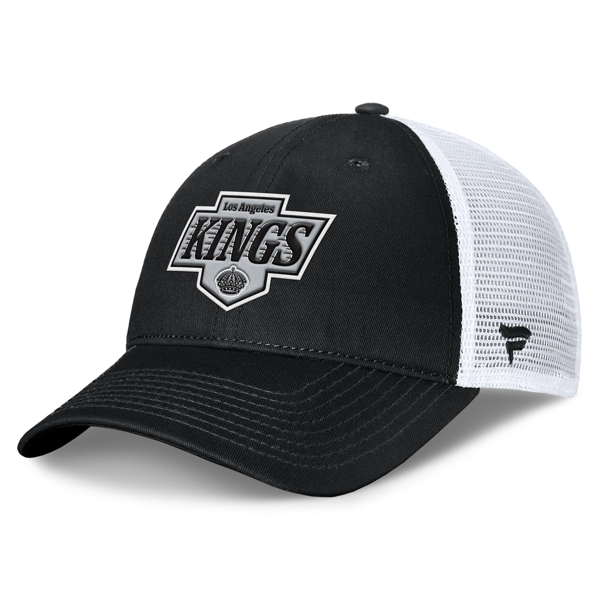 Men's Fanatics Black/White Los Angeles Kings Core Primary Logo Trucker Adjustable Hat