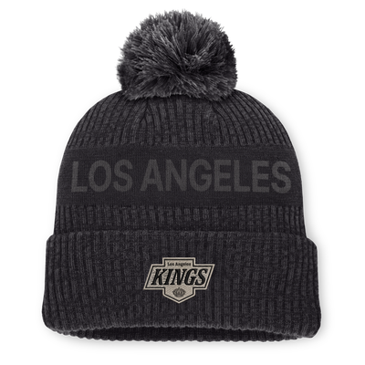 Men's Los Angeles Kings Fanatics Charcoal Road Phantom Cuffed Knit Hat with Pom