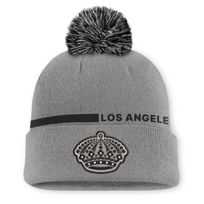 Men's Los Angeles Kings Fanatics Gray Authentic Pro Alternate Cuffed Knit Hat with Pom