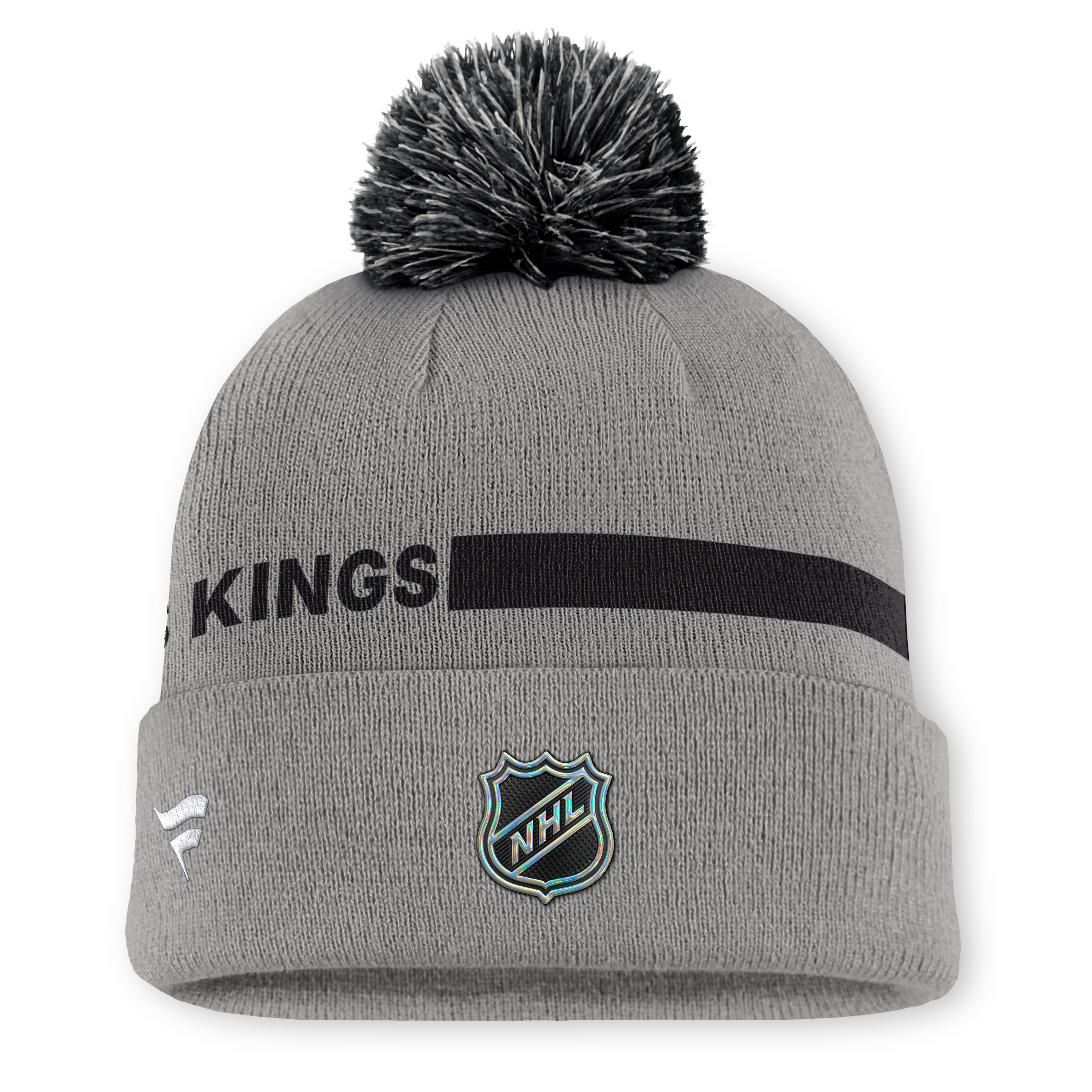 Men's Fanatics Gray Los Angeles Kings Authentic Pro Rink Cuffed Knit Hat with Pom