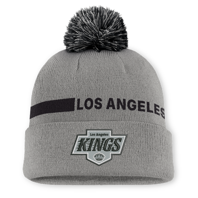 Men's Los Angeles Kings Fanatics Gray Authentic Pro Rink Cuffed Knit Hat with Pom
