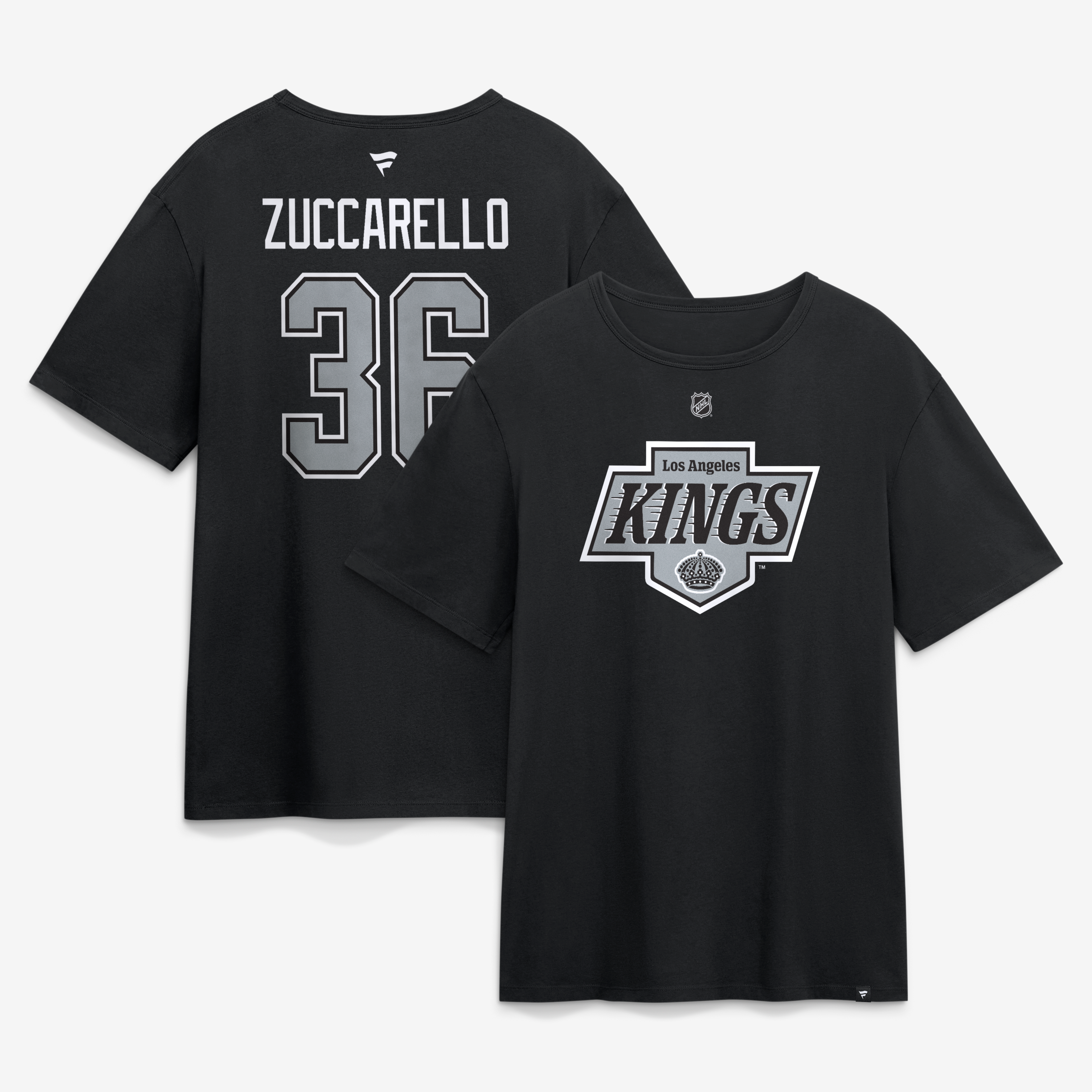 T-shirt authentique Fanatics Mats Zuccarello noir Los Angeles Kings avec nom et numéro.