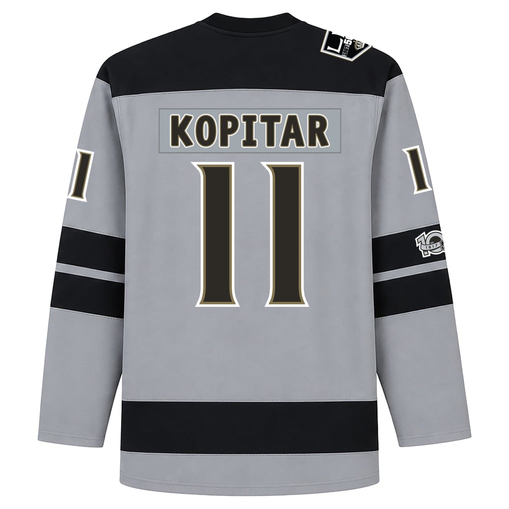 Maillot de capitaine Power Play 2016/17 Anze Kopitar Mitchell & Ness argenté pour homme des Kings de Los Angeles, grandes tailles