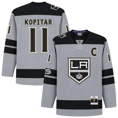 Maillot de capitaine Power Play 2016/17 Anze Kopitar Mitchell & Ness argenté pour homme des Kings de Los Angeles, grandes tailles