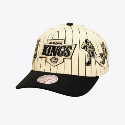  Los Angeles Kings Mitchell & Ness Retro Roots Vintage Stripe Pro Adjustable Hat - Cream