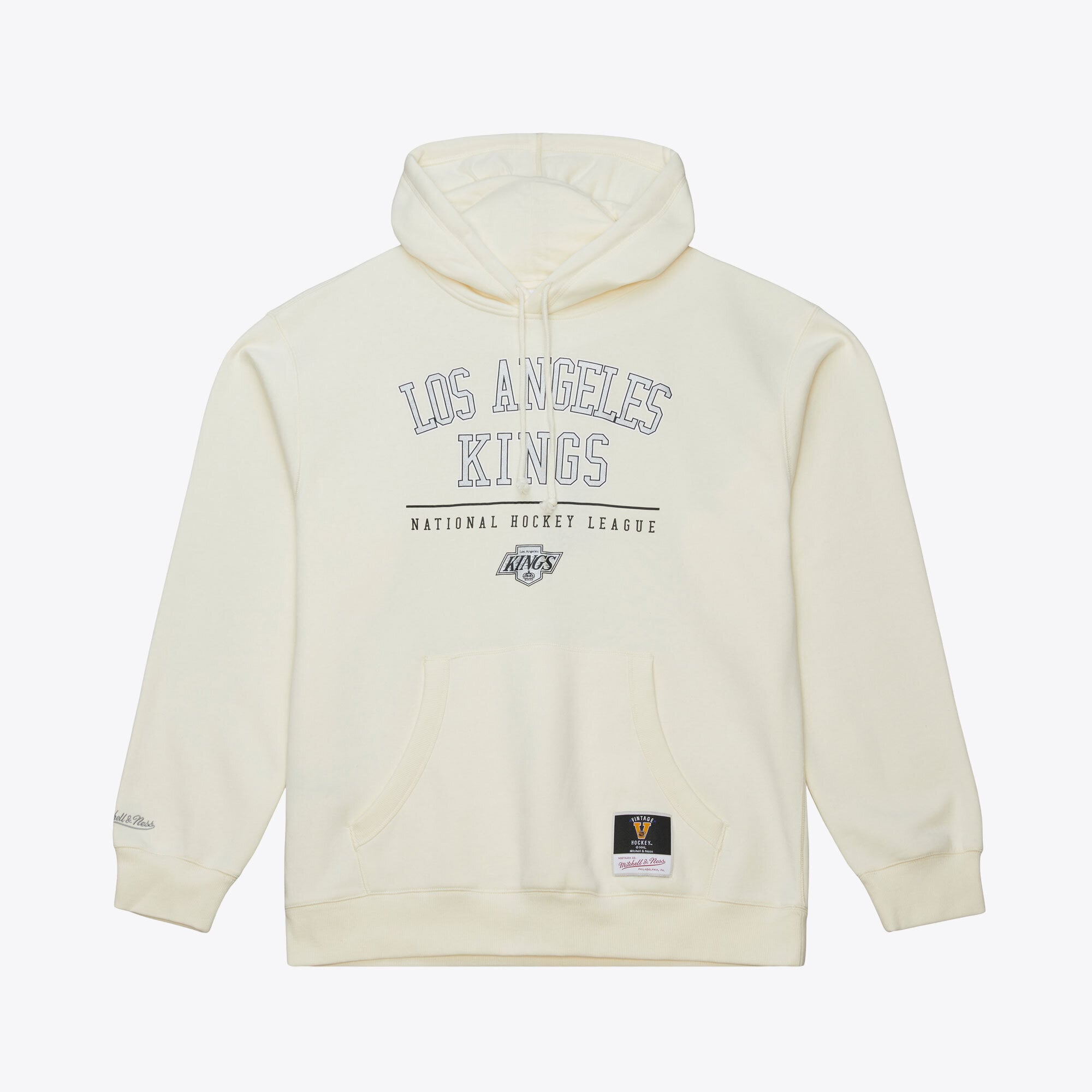 Sweat à capuche en polaire Mitchell & Ness crème pour homme