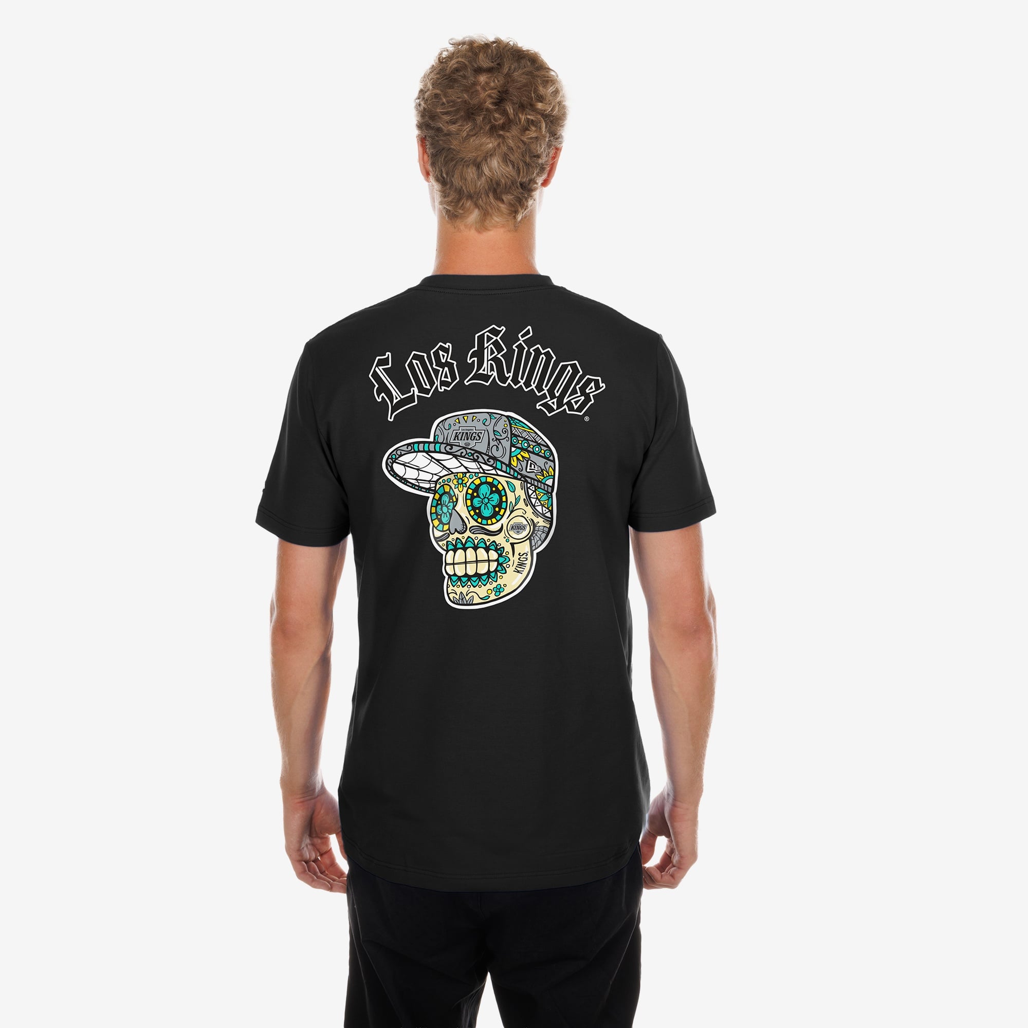 T-shirt noir Dia de Muertos des Kings Los Angeles New Era pour hommes