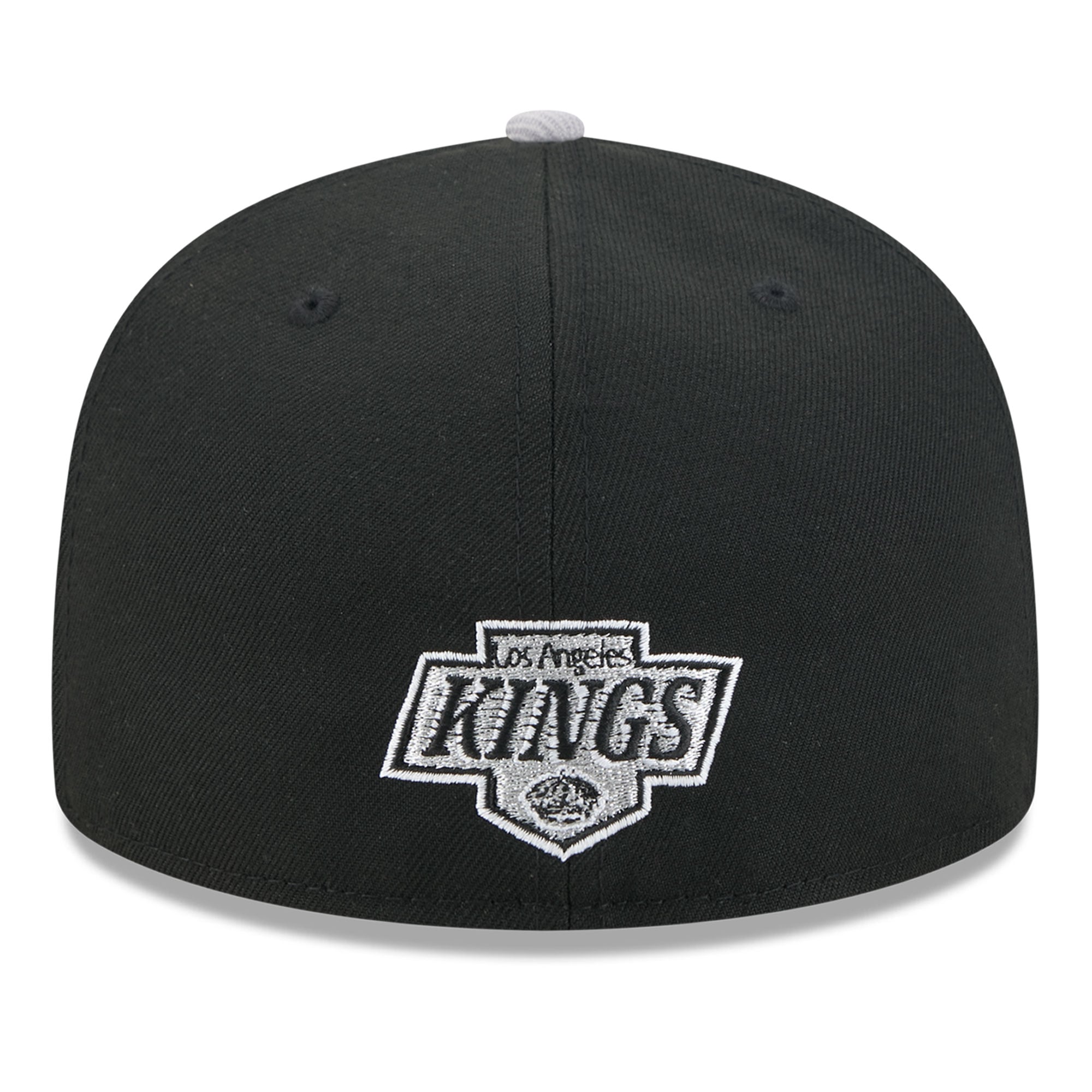 Casquette ajustée New Era 59FIFTY pour homme, noire et grise, logo Los Angeles Kings City, surpiqûres apparentes.