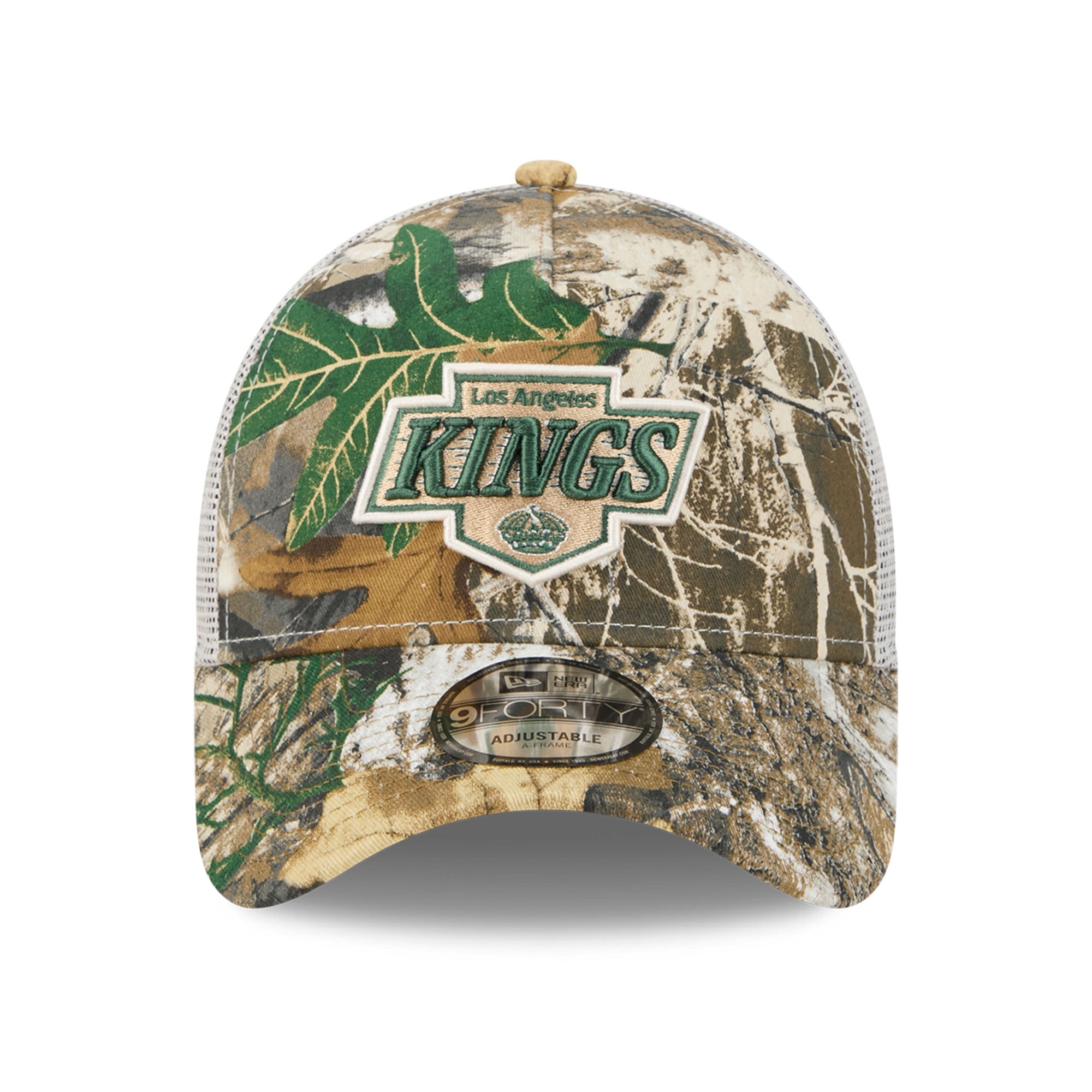 Casquette trucker ajustable New Era Camo Los Angeles Kings Real Tree A-Frame 9FORTY pour homme