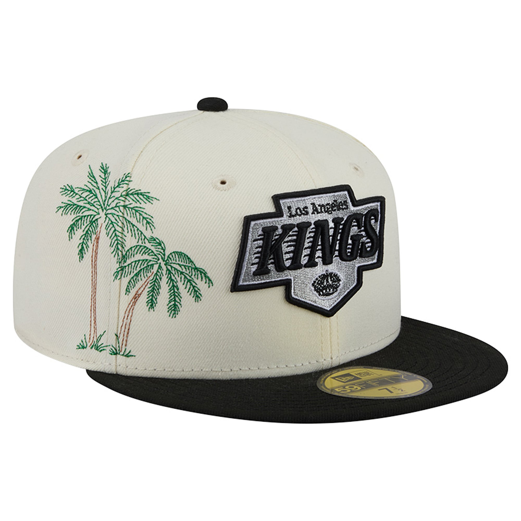Casquette ajustée New Era 59FIFTY crème/noire pour homme, Los Angeles Kings, avec coutures personnalisées