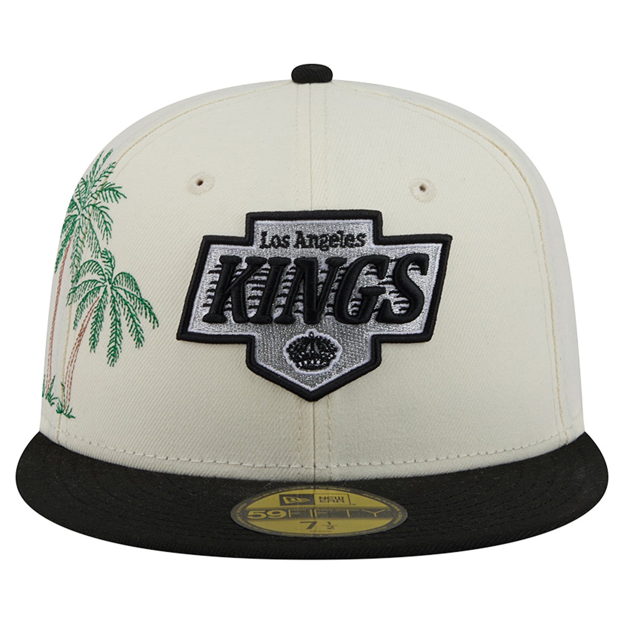 Casquette ajustée New Era 59FIFTY crème/noire pour homme, Los Angeles Kings, avec coutures personnalisées