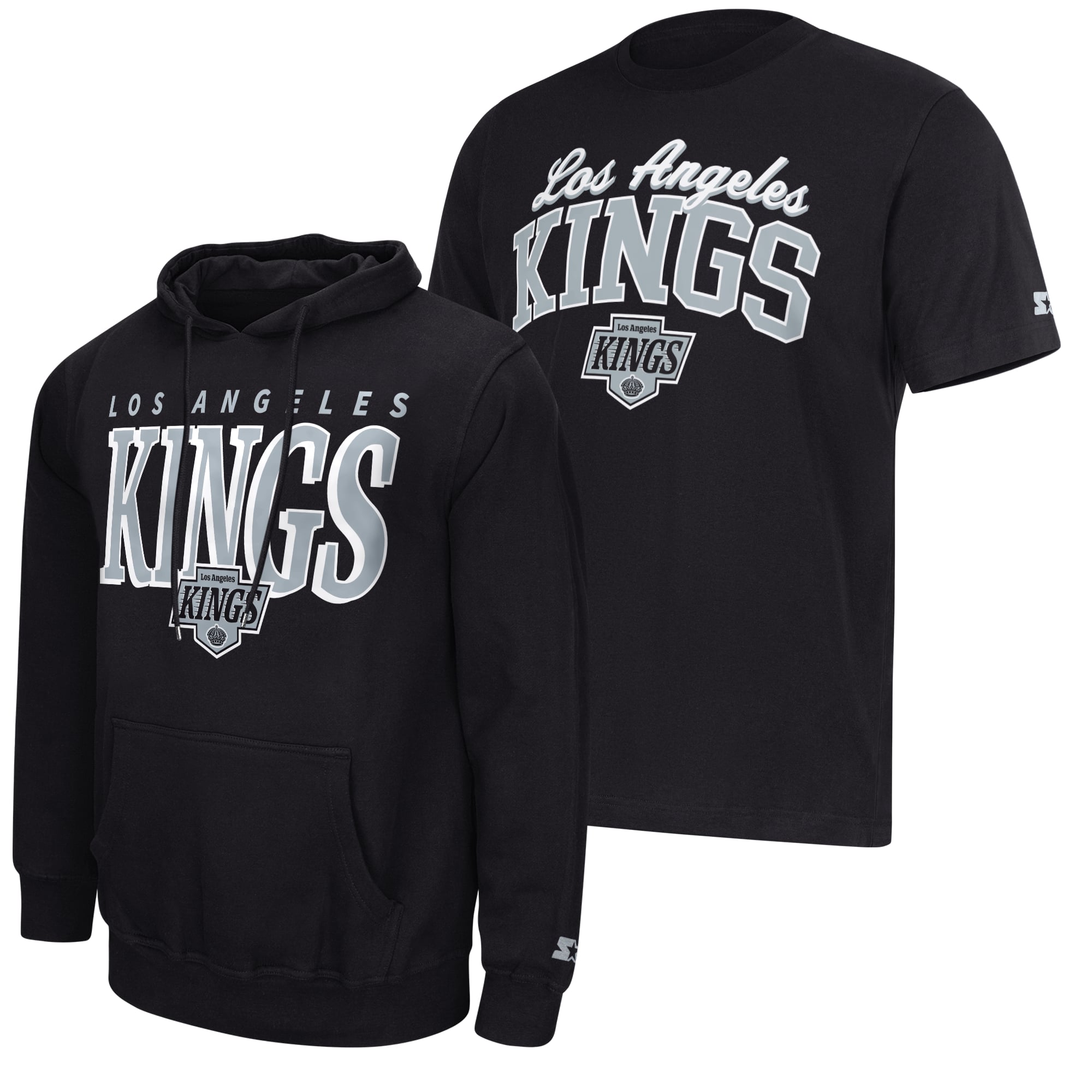 Ensemble sweat à capuche et t-shirt Starter noir pour homme avec logo des Kings de Los Angeles