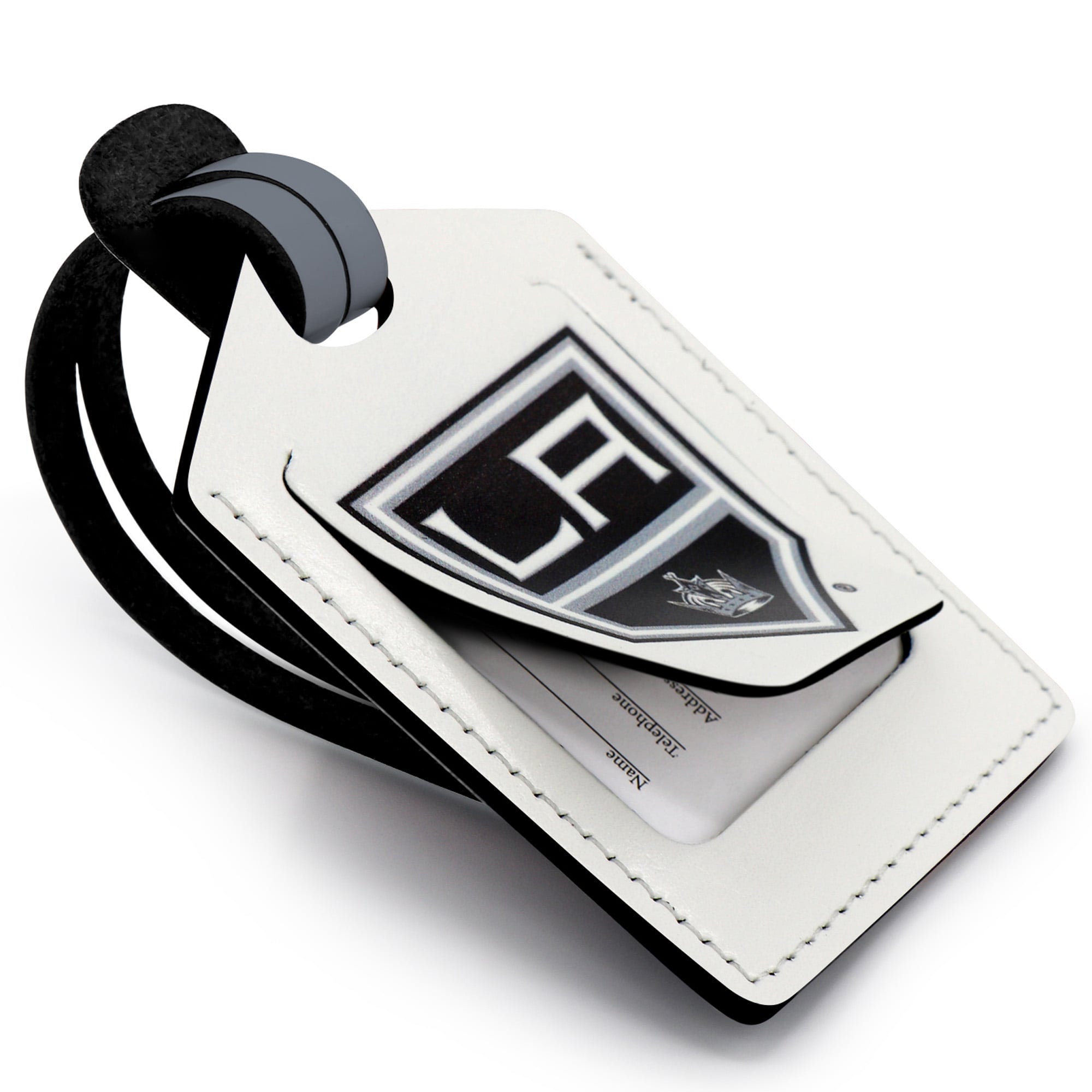 Étiquette à bagages personnalisée en cuir blanc Los Angeles Kings