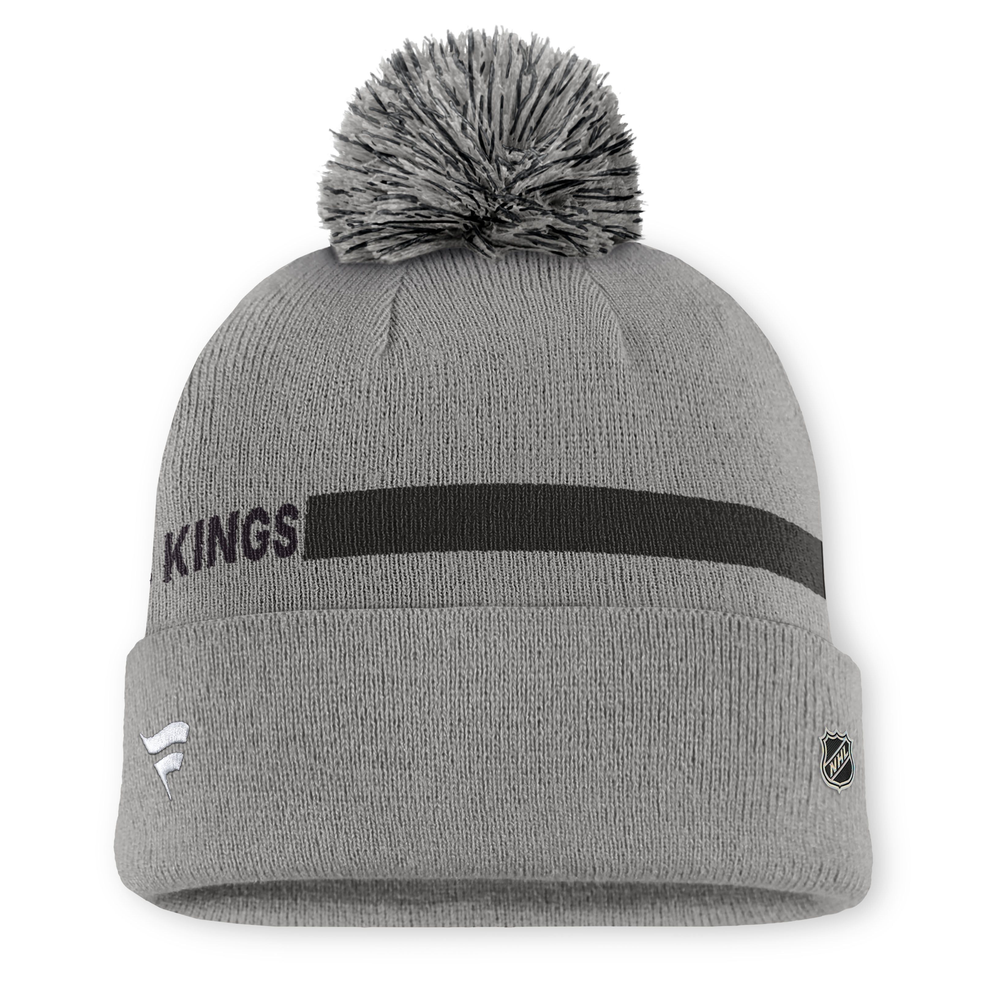 Women's Fanatics Gray Los Angeles Kings Authentic Pro Rink Cuffed Knit Hat with Pom