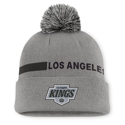 Women's Los Angeles Kings Fanatics Gray Authentic Pro Rink Cuffed Knit Hat with Pom