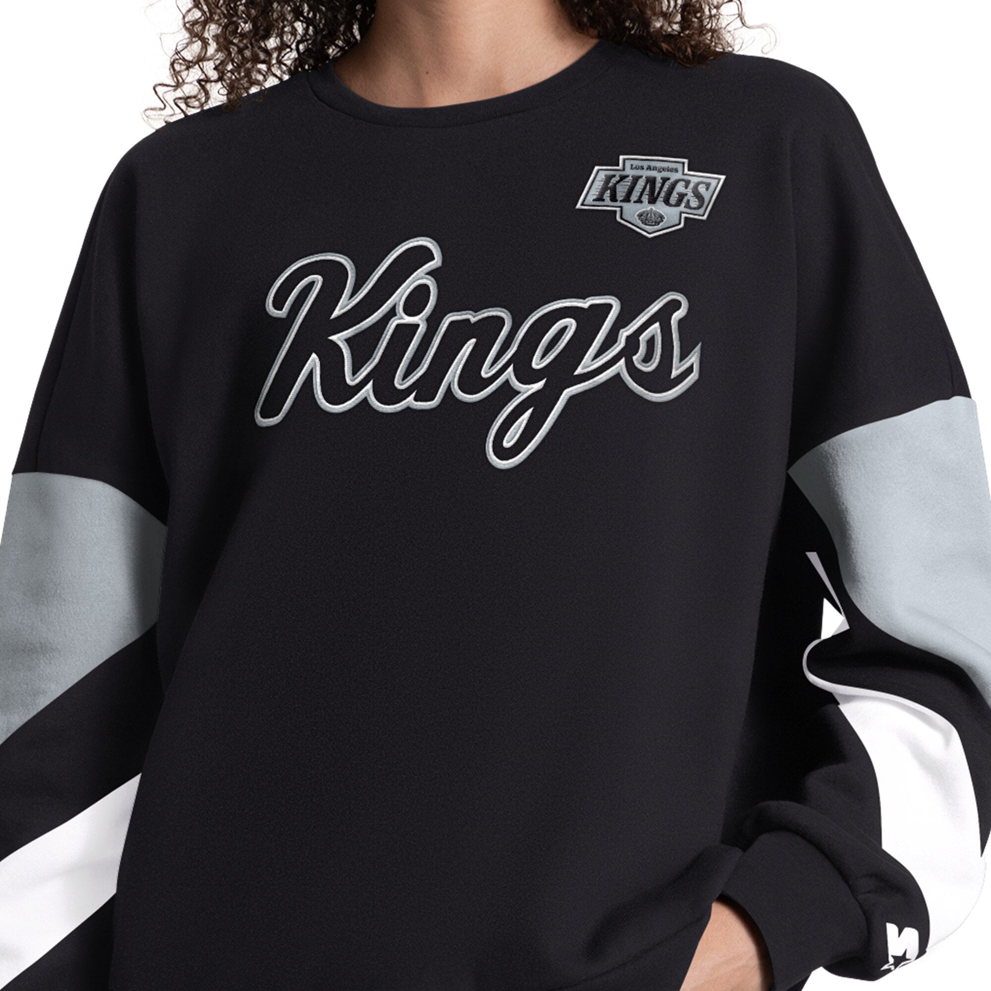 Sweat-shirt Starter noir pour femme, manches longues, Los Angeles Kings, color block