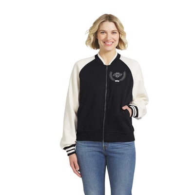 Los Angeles Kings WEAR by Erin Andrews Women's Fleece Varsity Full-Zip Jacket - Black/White