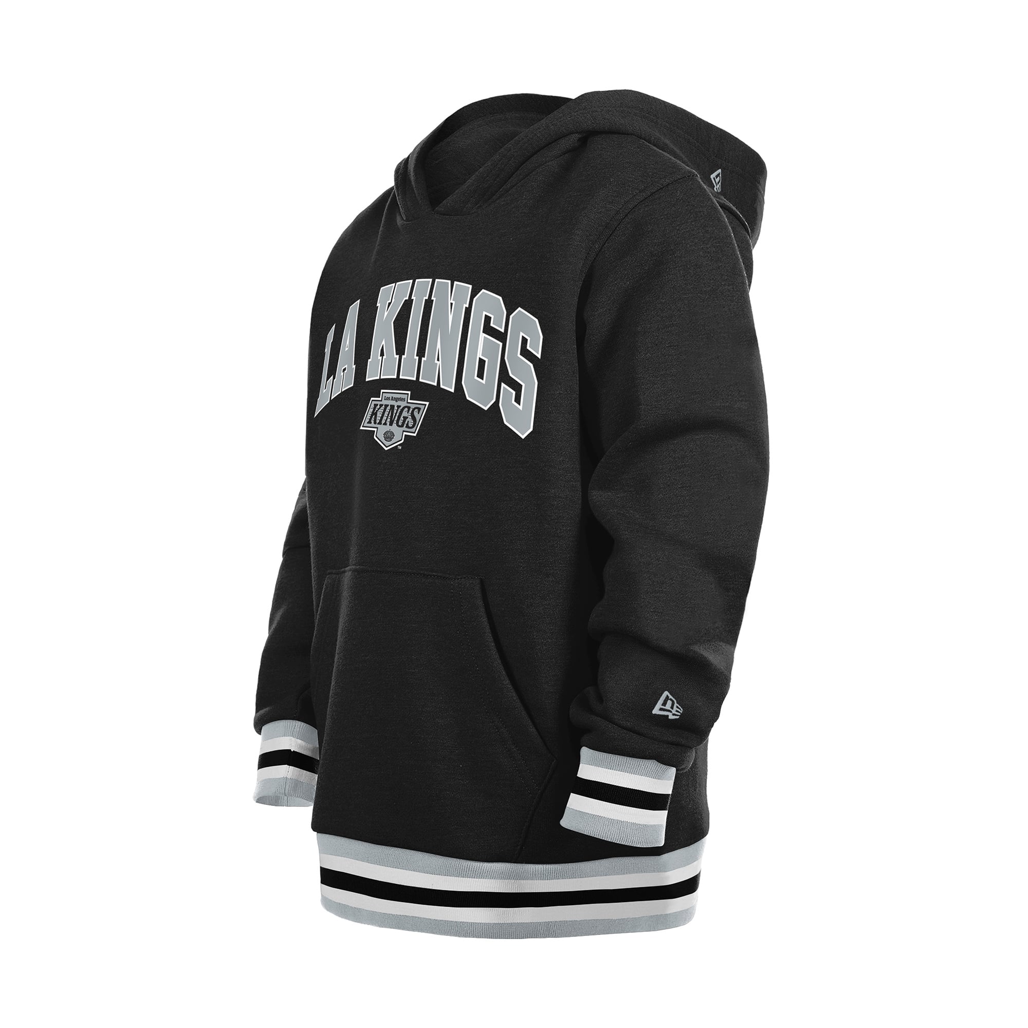 Sweat à capuche New Era noir Los Angeles Kings pour jeunes, finitions en maille.