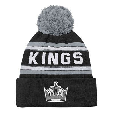 Los Angeles Kings Outerstuff Youth Jacquard Cuffed Knit Hat with Pom - Black