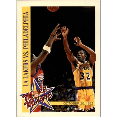 1992-93 Hoops More Magic Moments #M2 L.A. Lakers vs./Philadelphia/October 20, 1992