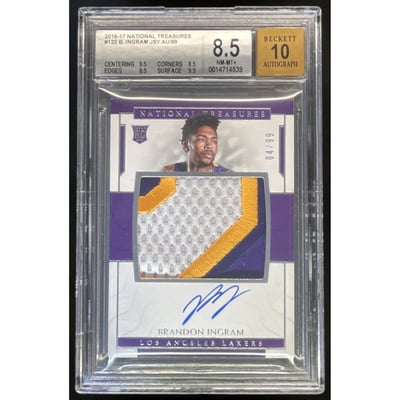 2016-17 National Treasures Patch #122 Brandon Ingram RC Auto /99 BGS 8.5