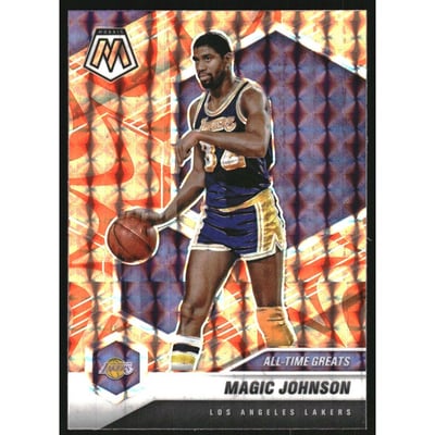 2020-21 Panini Mosaic Mosaic Reactive Orange #288 Magic Johnson
