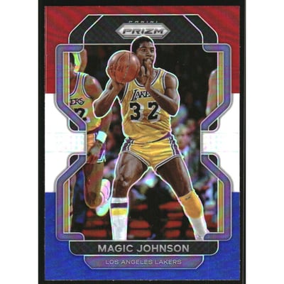 2021-22 Panini Prizm Prizms Red White and Blue #248 Magic Johnson